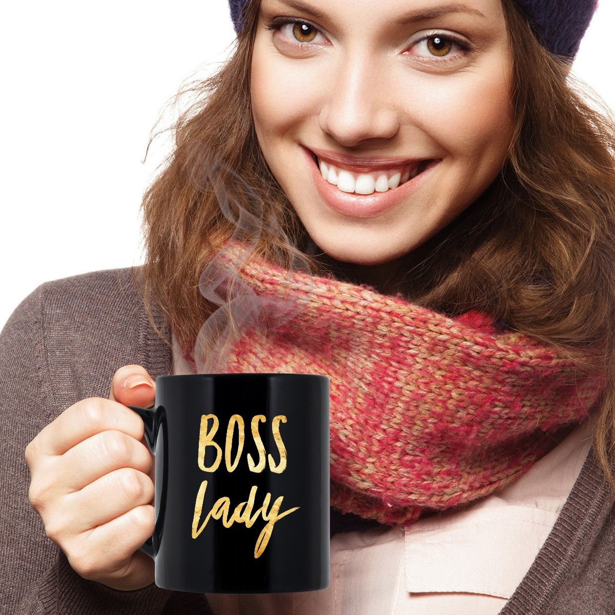 Boss Lady Coffee Mug 11oz - Black Ceramic Cup for Women | Office & Home Use