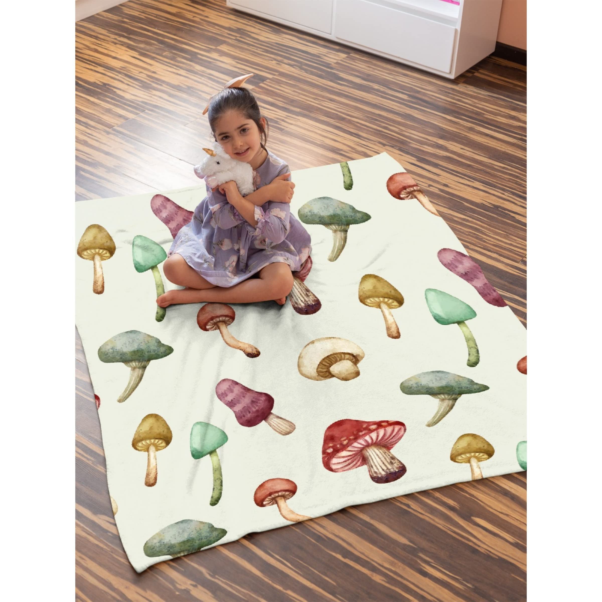 **Avalokitesvara Wild Forest Mushroom Flannel Blanket – Ultra Soft & Warm 80x60 Inch – Cozy Throw for Bed, Couch, Sofa – Perfect for Adults, Winter Nights & Home Decor**