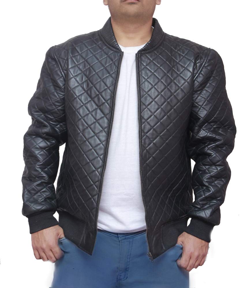 Premium Genuine Lambskin Leather Jacket for Men - Quilted Biker Style Real Leather Coat - Perfect for Motorcycle Riding, Casual Outfits & Winter Fashion