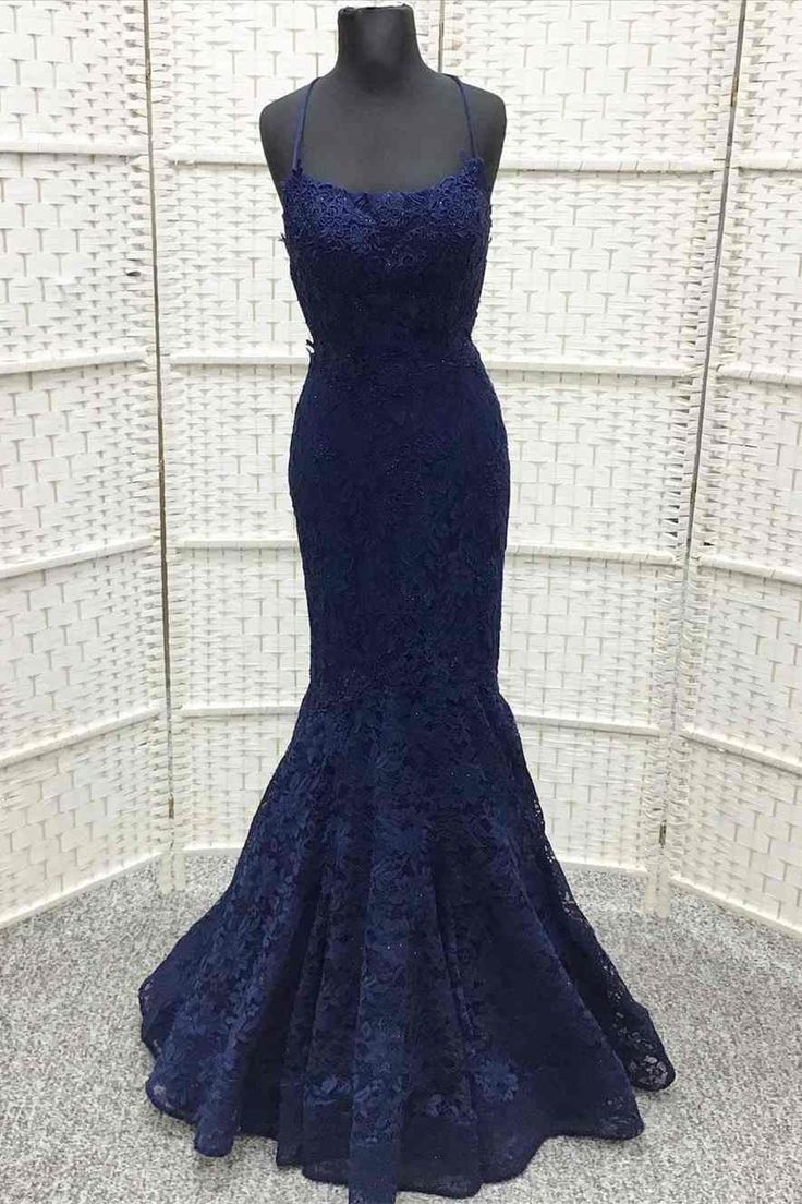 Elegant Navy Blue Lace Mermaid Long Prom Dress for Women - Formal Evening Gown J5052 - Perfect for Homecoming, Wedding Guest, and Black Tie Events