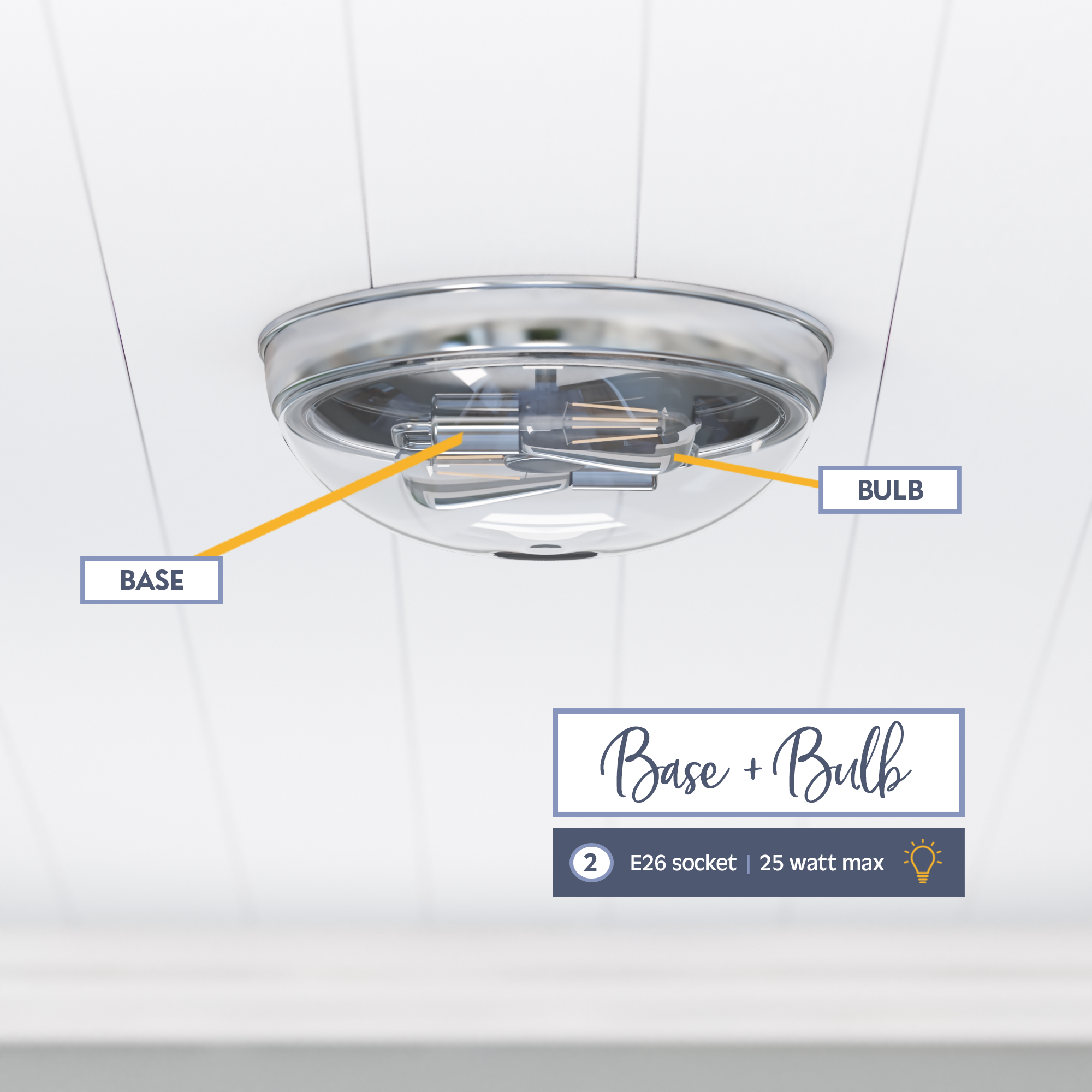 Madalyn Dome Flushmount Light Fixture - Clear Glass Shade with Brushed Nickel Finish - Modern Ceiling Lighting for Bedroom, Hallway & Entryway