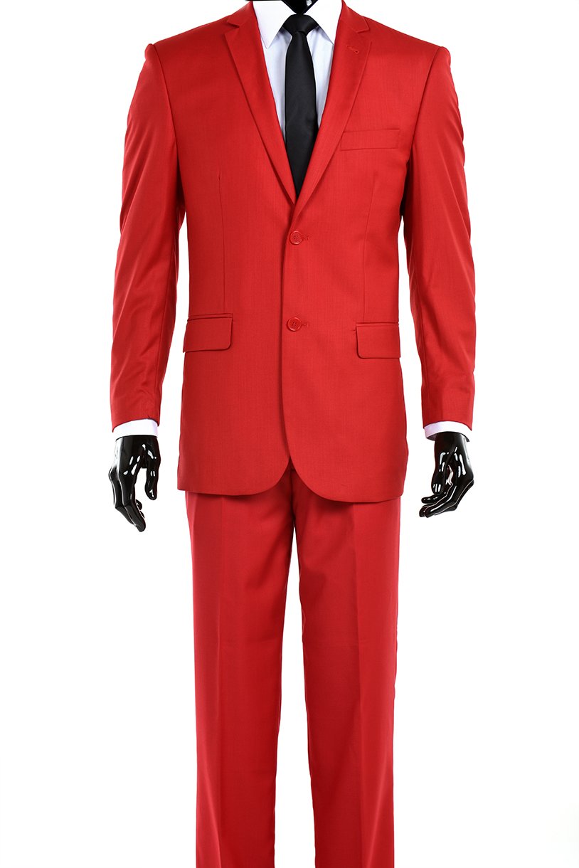 Stylish Men's Red Two-Button Suit Jacket - Formal Business Attire for Weddings, Parties & Office Wear