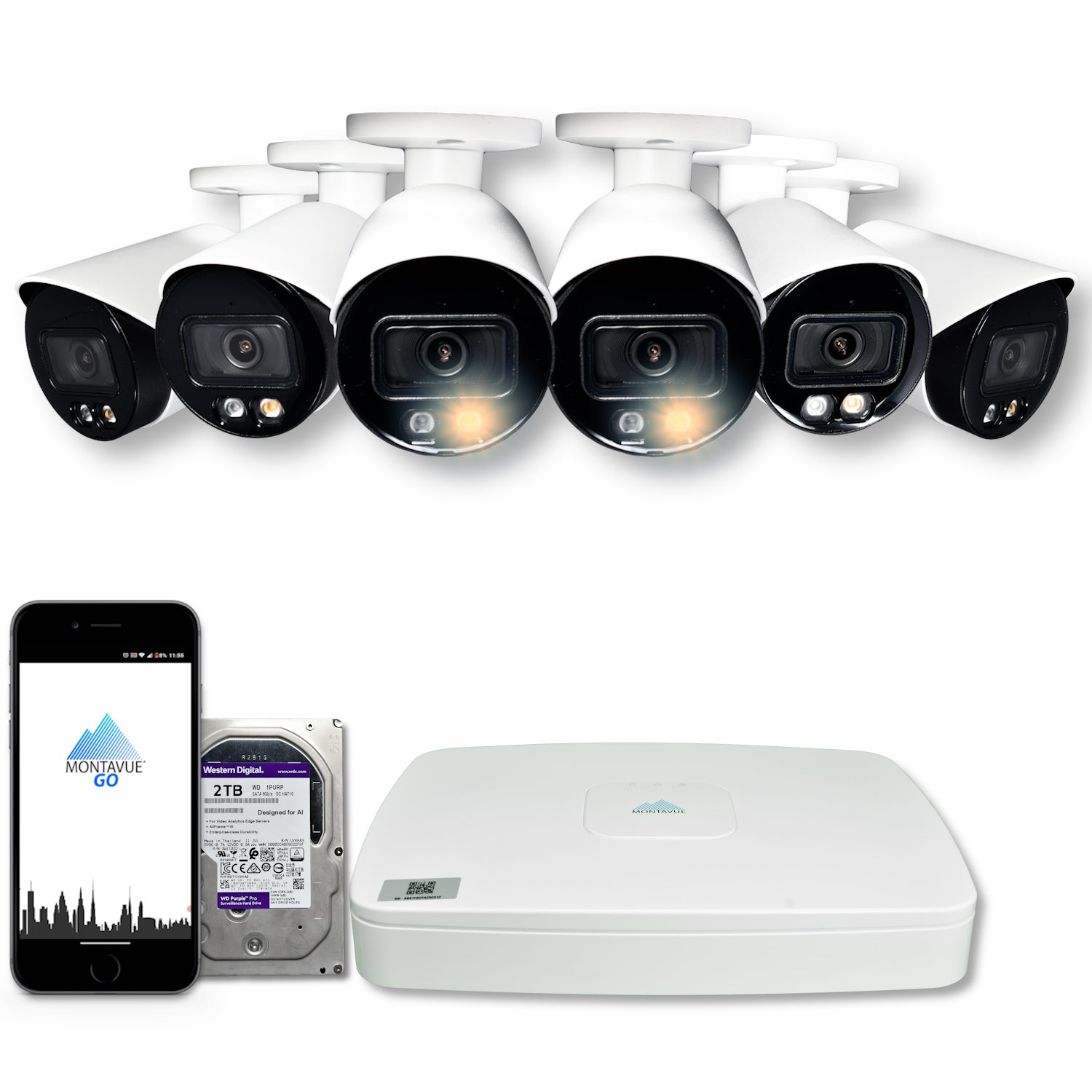 8MP 4K Security Camera System - 8 Channel NVR with 2TB HDD & 4 Weatherproof Bullet Cameras for 24/7 Home/Business Surveillance - Outdoor & Indoor Use