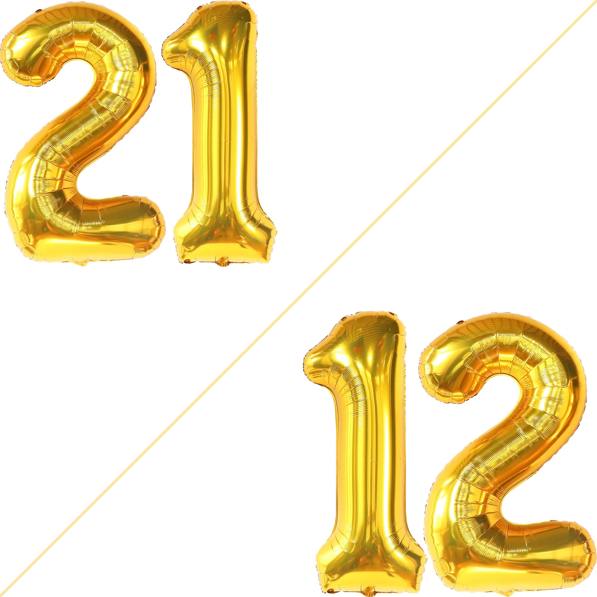 KatchOn Gold 21 Balloon Numbers - 40 Inch Large Foil Balloons for 21st Birthday Party Decorations | Elegant Gold Number Balloons for Women's Milestone Celebration | Perfect for Birthday Backdrops, Photo Booths & Anniversary Decor