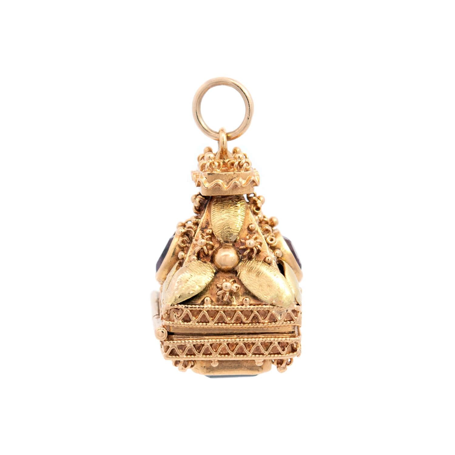 18k Italian Estate Tourmaline Hidden Locket Fob - Vintage Jewelry for Special Occasions & Heirloom Gifting