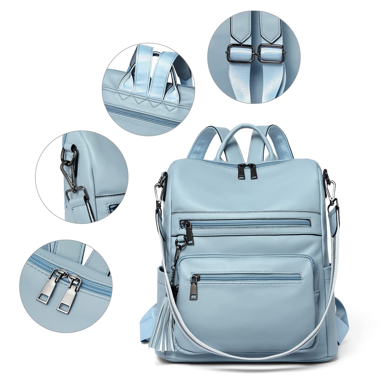Stylish Women's Leather Backpack Purse - Large Designer Shoulder Bag for Travel, Work & Daily Use | BROMEN Fashionable Handbag for Ladies