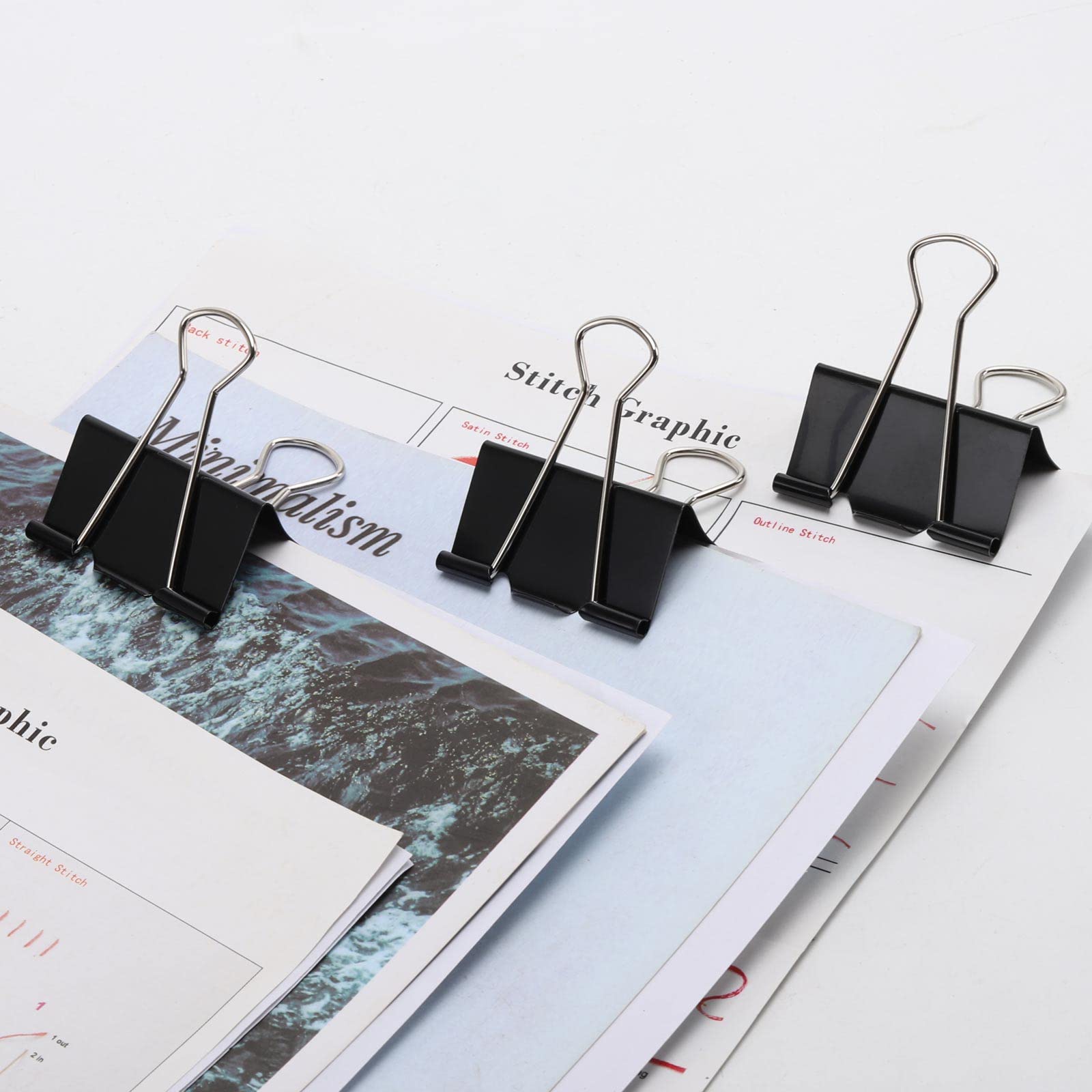 60Pcs Large Binder Clips 2 Inch - Heavy Duty Black Paper Clamps for Office Documents, School Projects, Organizing Files & Wall Art Displays
