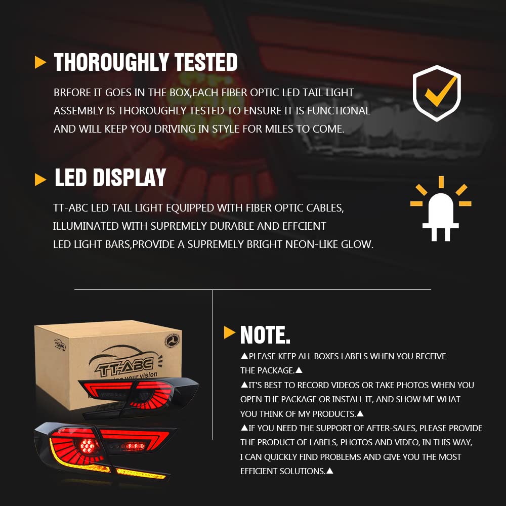 2018-2022 Honda Accord Tail Lights Replacement - Compatible with EX/EX-L/LX/Sport/Touring/Hybrid Models | 10th Gen Sequential LED Eagle Eye Rear Light Assembly | Perfect for Night Driving & Custom Car Upgrades