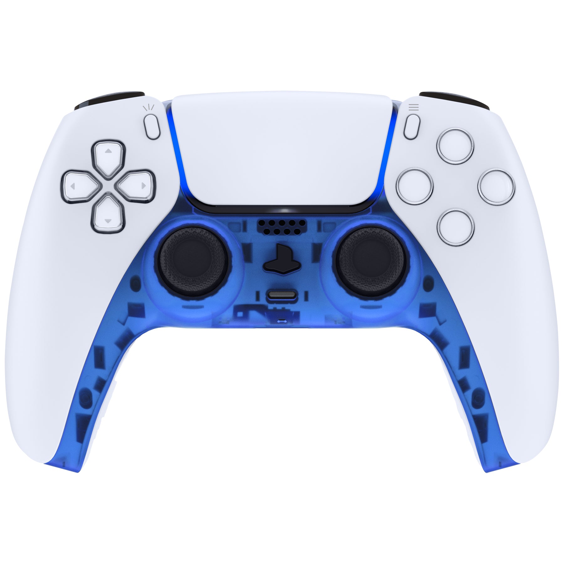 eXtremeRate Clear Blue PS5 Controller Shell - DIY Replacement Cover with Accent Rings | Custom Faceplate for Playstation 5 DualSense | Gaming Accessories for Enhanced Style & Personalization | Perfect for Gamers & DIY Enthusiasts