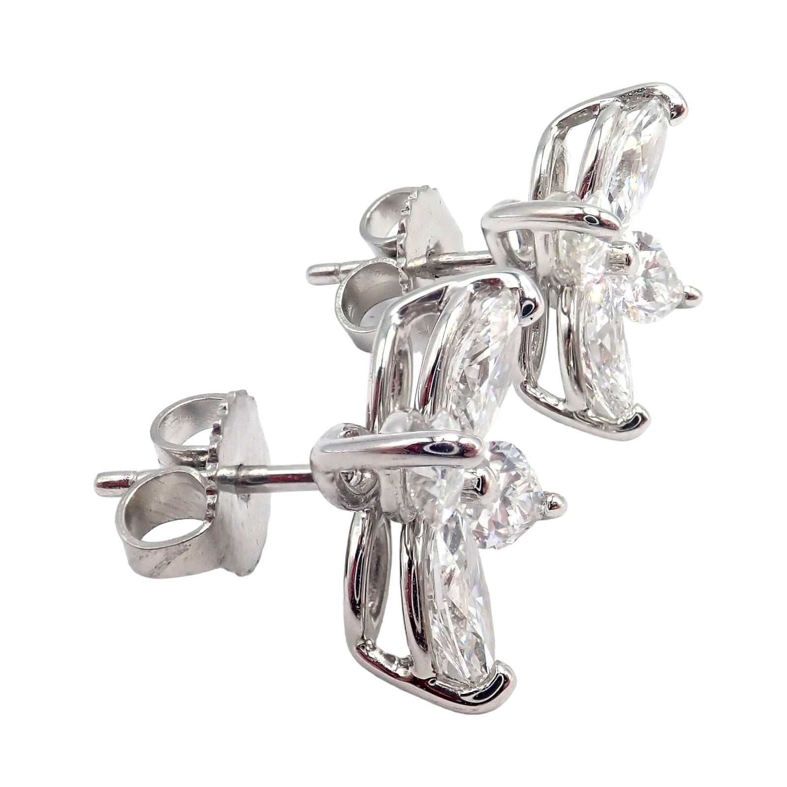 Authentic Tiffany & Co Platinum Victoria Marquise Cut Diamond Large Earrings for Women - Luxury Wedding Jewelry & Special Occasion Gift