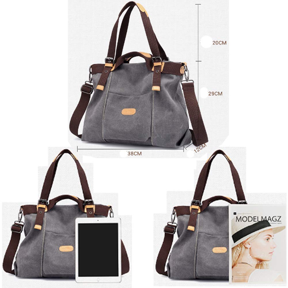 Women's Canvas Satchel Handbag - Casual Top Handle Shoulder Bag Purse for Work, Travel & Everyday Use