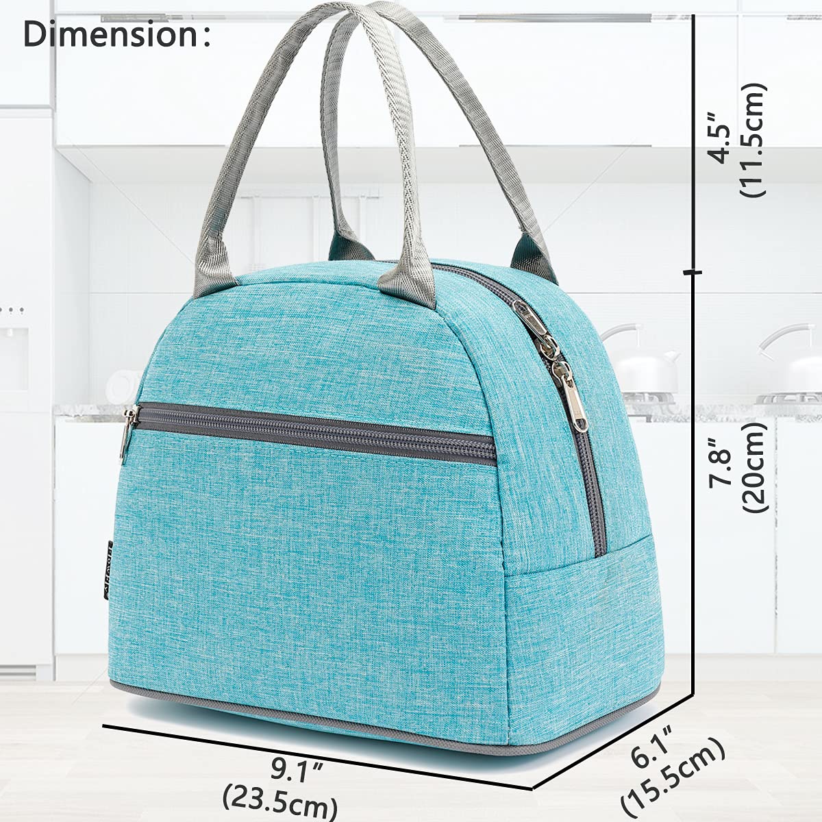 FlowFly Insulated Lunch Cooler Bag for Women & Men - Reusable Tote Lunch Organizer with Handle, Leakproof & Thermal, Perfect for Work, School, Picnics - Sea Blue
