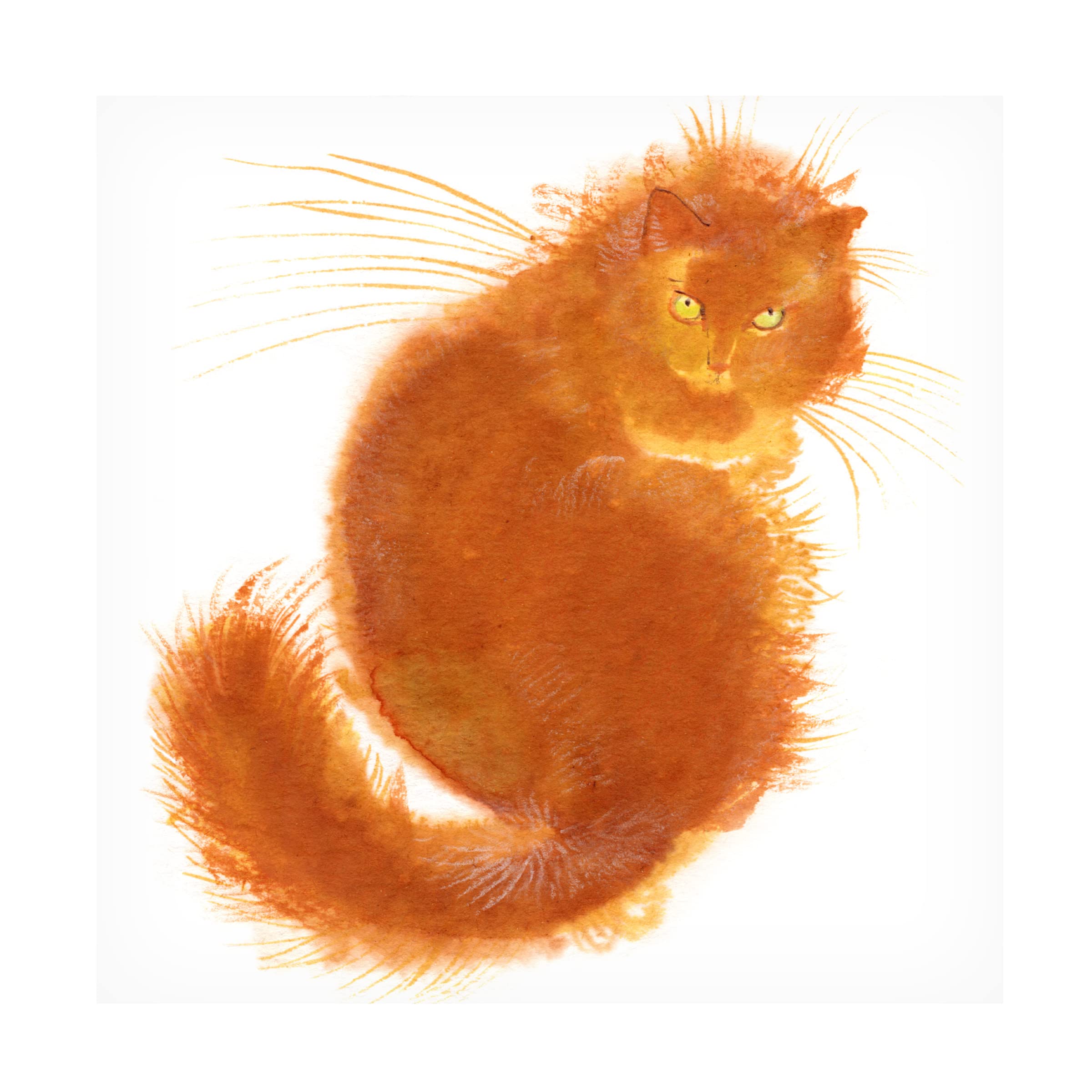 Red Kitty Canvas Art Print by Elena Bolgova - Handmade Cat Painting for Living Room, Bedroom & Office Decor - Unique Wall Art Gift for Cat Lovers