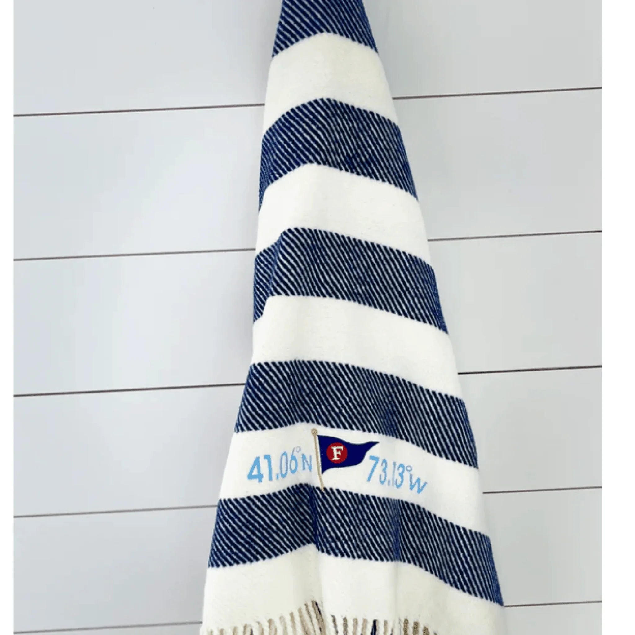 Personalized Candy Stripe Fringed Throw Blanket - Custom Monogram Cozy Sofa Throw for Bed, Couch & Home Decor
