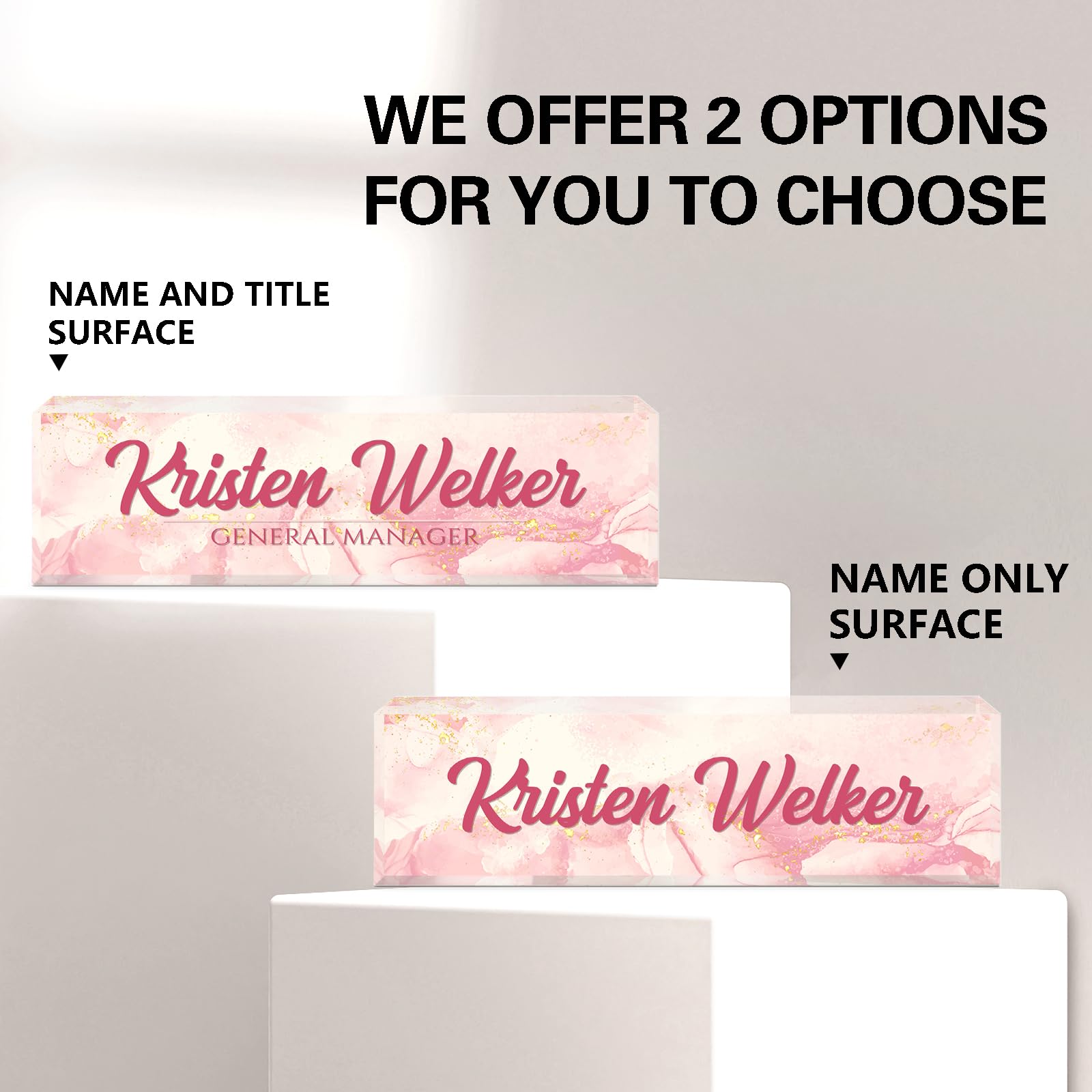 Personalized Acrylic Desk Name Plate - Custom Office Name Sign for Women & Men, Unique Desk Decor for Boss, Nurse, Teacher - Perfect Employee Appreciation Gift (Pink Coast) | Ideal for Office Decor, Workstation Organization & Professional Gifting
