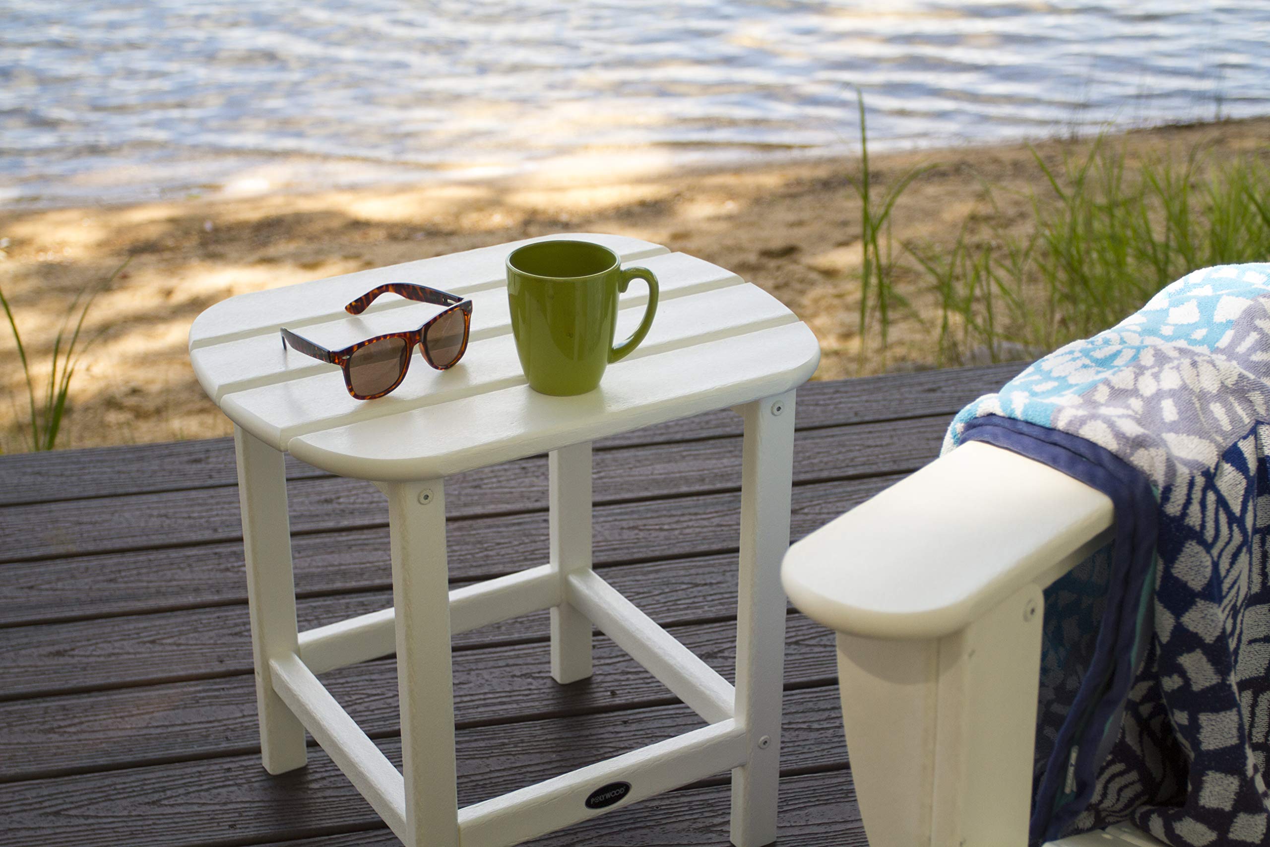 POLYWOOD SBT18MA South Beach 18-Inch Outdoor Side Table - Durable Mahogany Patio Furniture for Poolside, Deck, or Garden Use