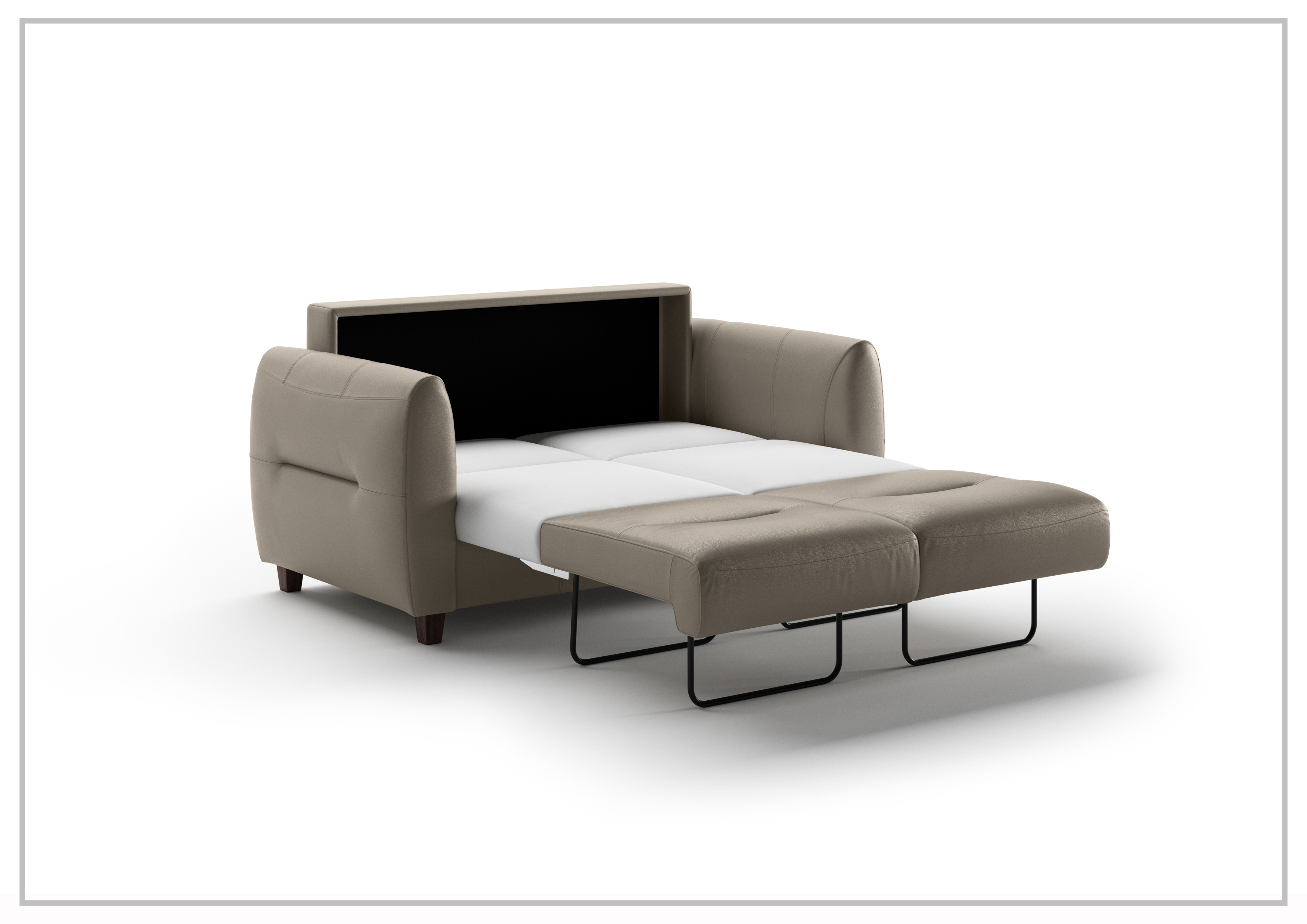 Luonto Jamie 2 Seater Leather Loveseat Sleeper Sofa Bed - Queen Size Convertible Couch for Small Spaces - Perfect for Living Room, Guest Room & Studio Apartments