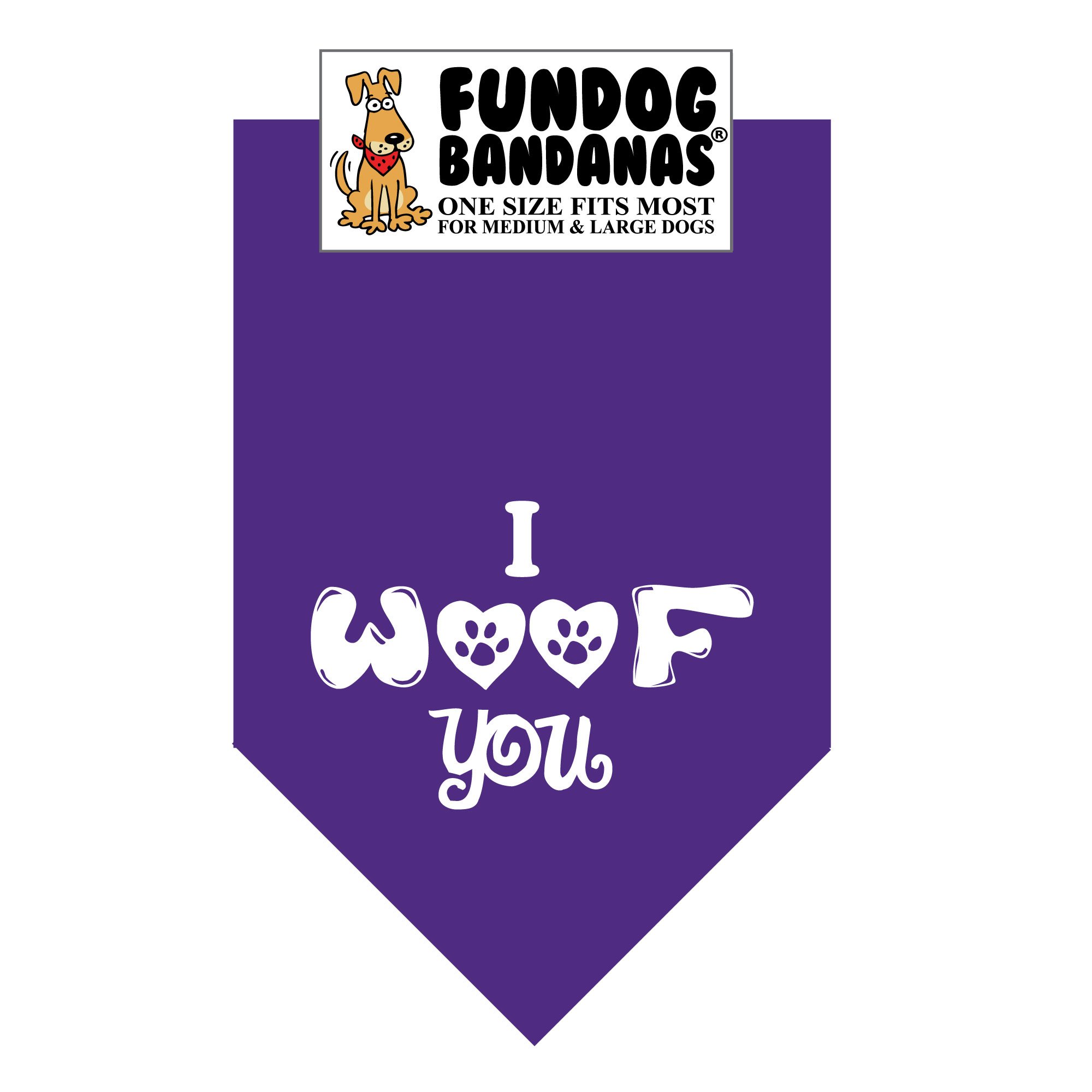 I WOOF You Dog Bandana - Adjustable Pet Bandana for Medium to Large Dogs (Purple) | Perfect for Holidays, Birthdays & Outdoor Adventures