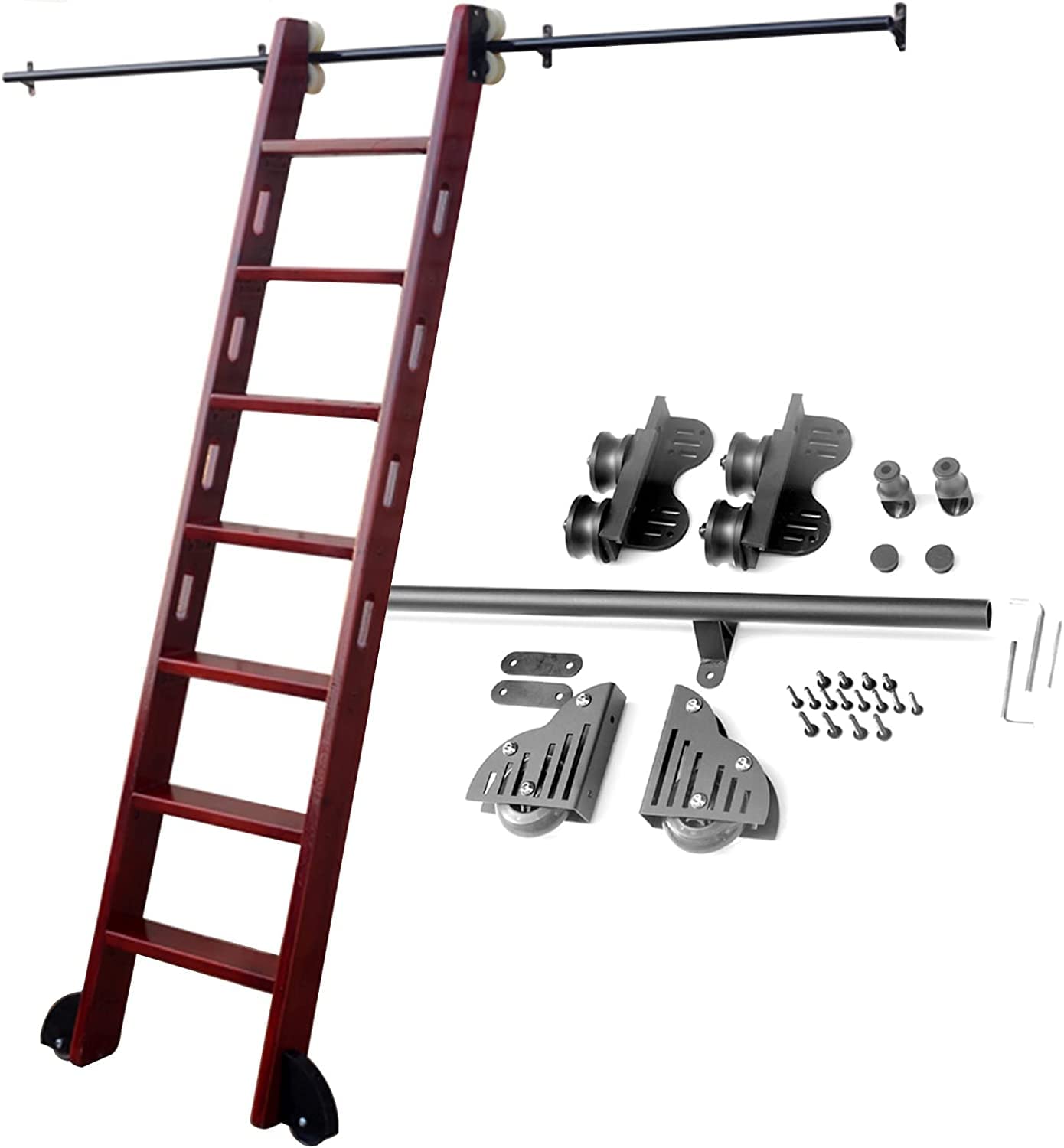 Sliding Rolling Ladder Hardware Kit - No Ladder Included - Perfect for DIY Library, Loft, and Bookshelf Ladder Projects