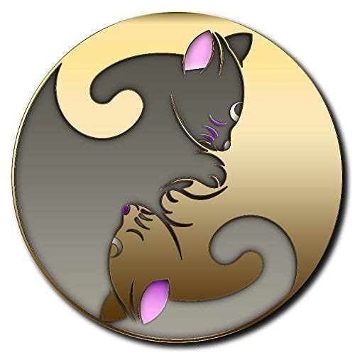 YinYang Cats Sandstone Coasters Set of 4 - Absorbent Stone Drink Coasters for Coffee Table, Bar & Home Decor - Perfect Gift for Cat Lovers