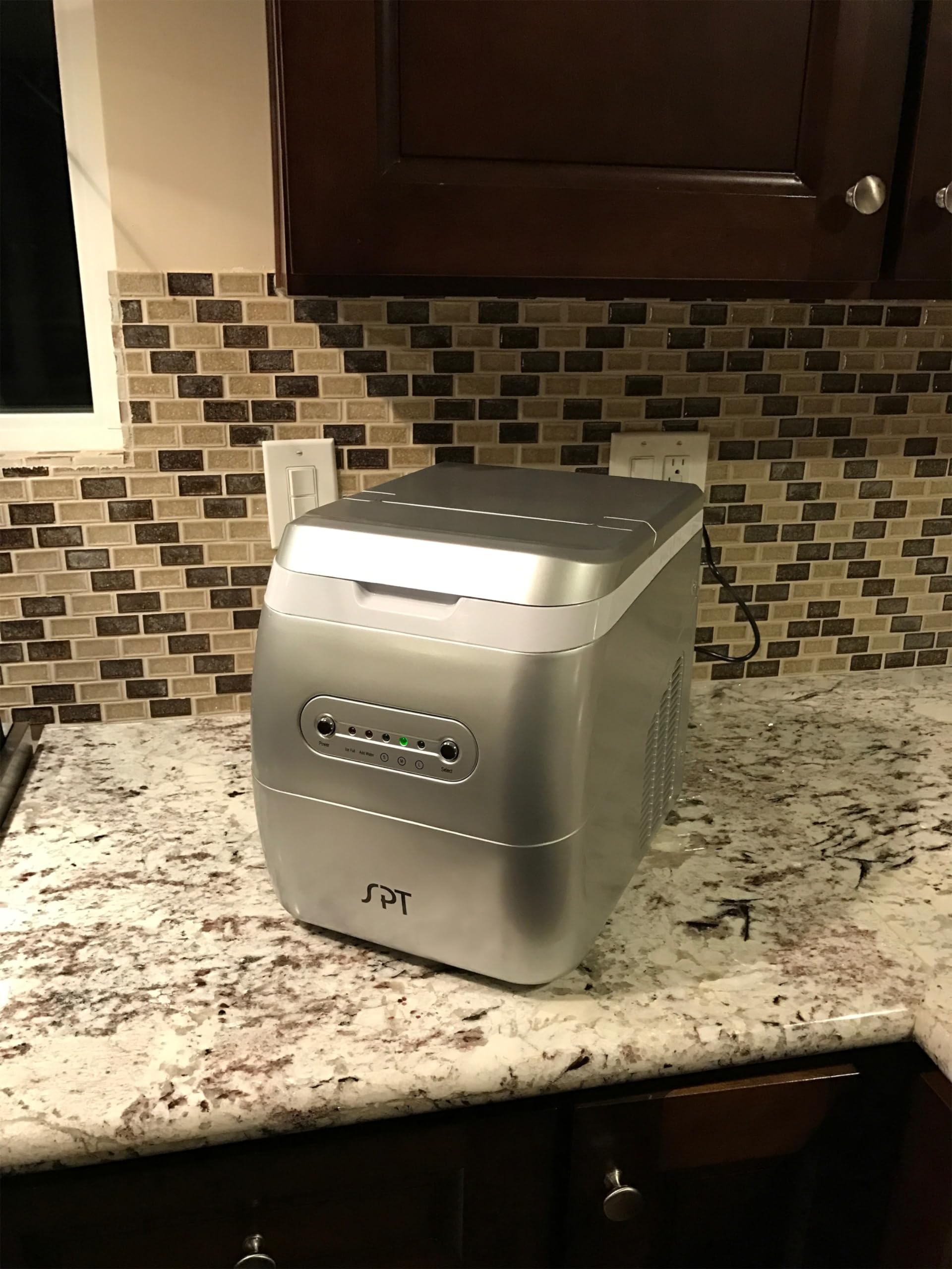 SPT IM-123S Countertop Ice Maker Machine - 26Lbs/24Hrs, 9 Cubes in 6 Mins, Self-Cleaning, Portable Ice Machine for Home, Office, RV, Camping (Silver)