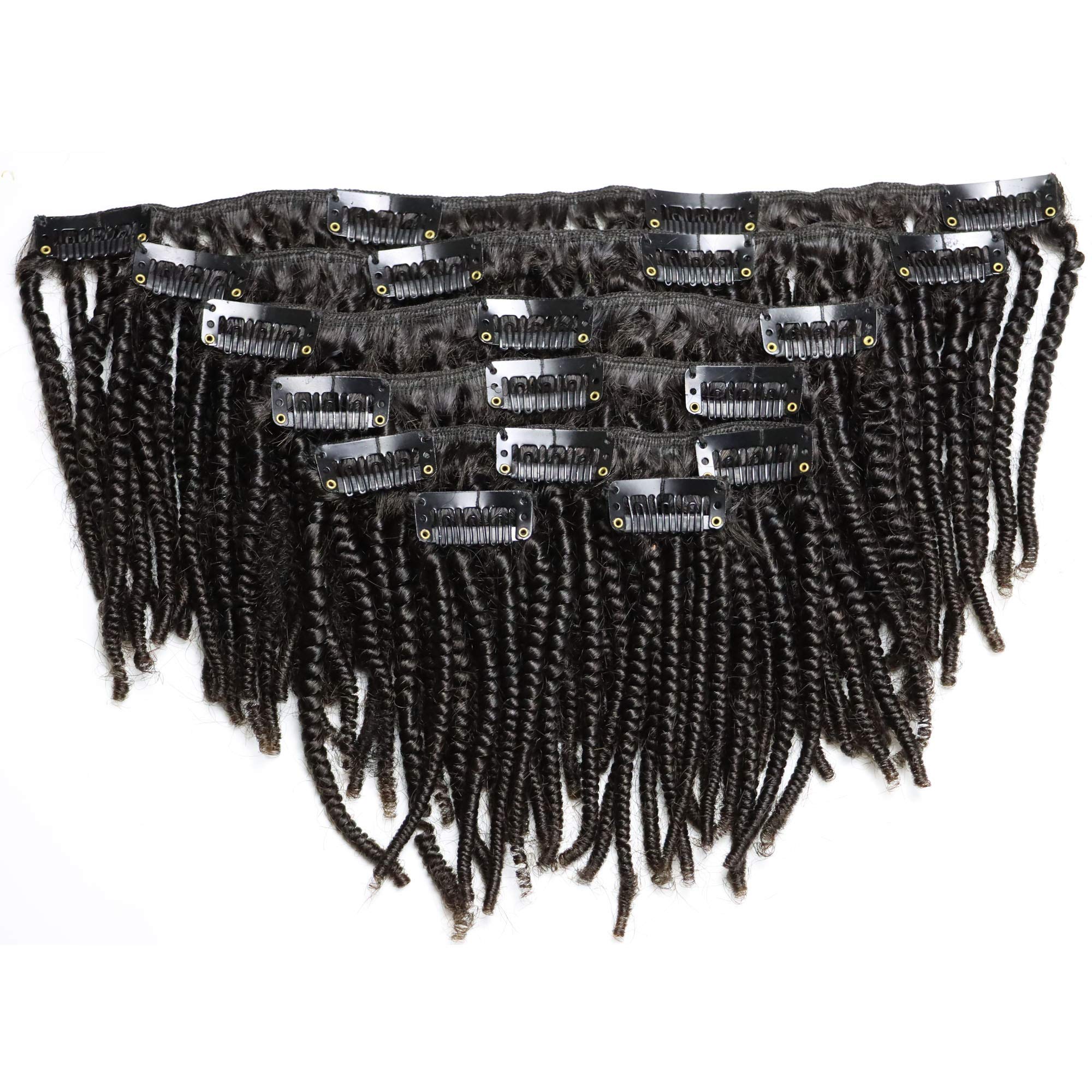 Virgin Human Hair Clip In Extensions 4C Afro Kinky Curly Tight Smallest Curls - 120g Real Human Hair Weave (Natural Color 4C Curly Clip Ins, 14 Inch) for Black Women & Protective Styles - Perfect for Daily Wear, Parties & Special Occasions
