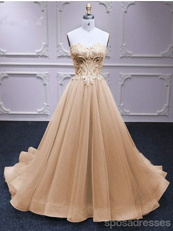 Elegant Champagne A-Line Sweetheart Long Prom Dresses for Women - Affordable Formal Gowns for Homecoming, Ball & Special Occasions