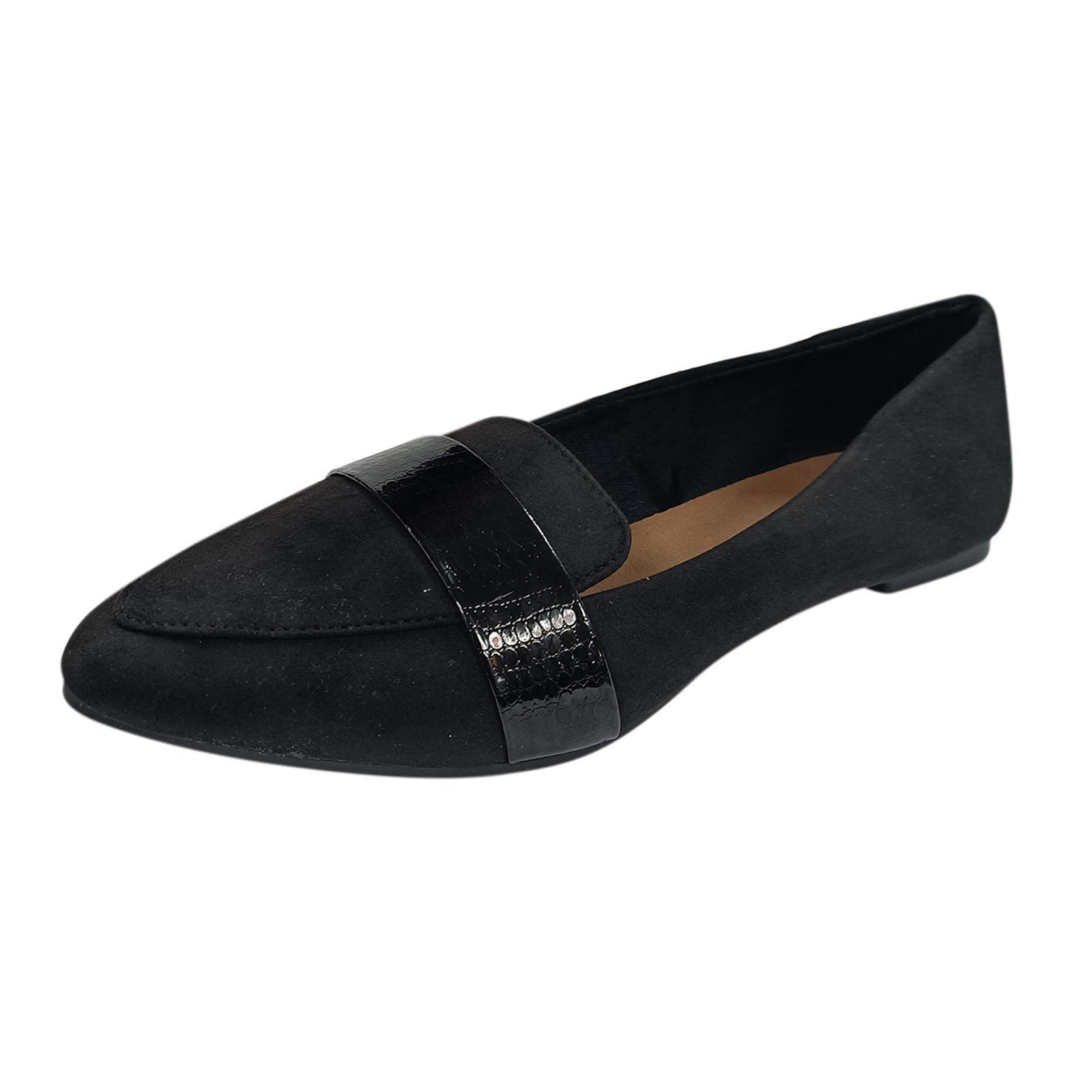 MLtuutou Women's Pointed Toe Flats - Comfortable Lazy Casual & Work Pumps - Open Toe Dress Shoes for Ladies (Black, UK4/US6) - Perfect for Office, Dating & Daily Wear