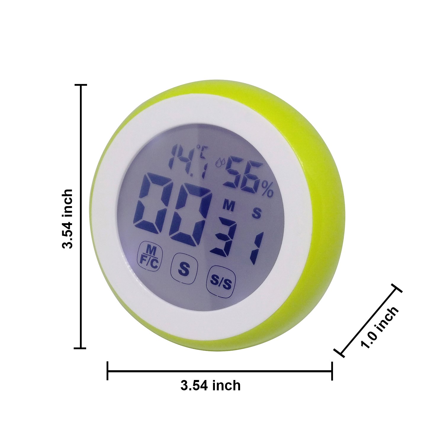 Digital Refrigerator Magnetic Kitchen Timer - Touch Screen Count Up/Down Timer (99 Min 59 Sec) - Wall Mounted with Hole - Perfect for Cooking, Baking, Studying, Homework & Sports Training - Green