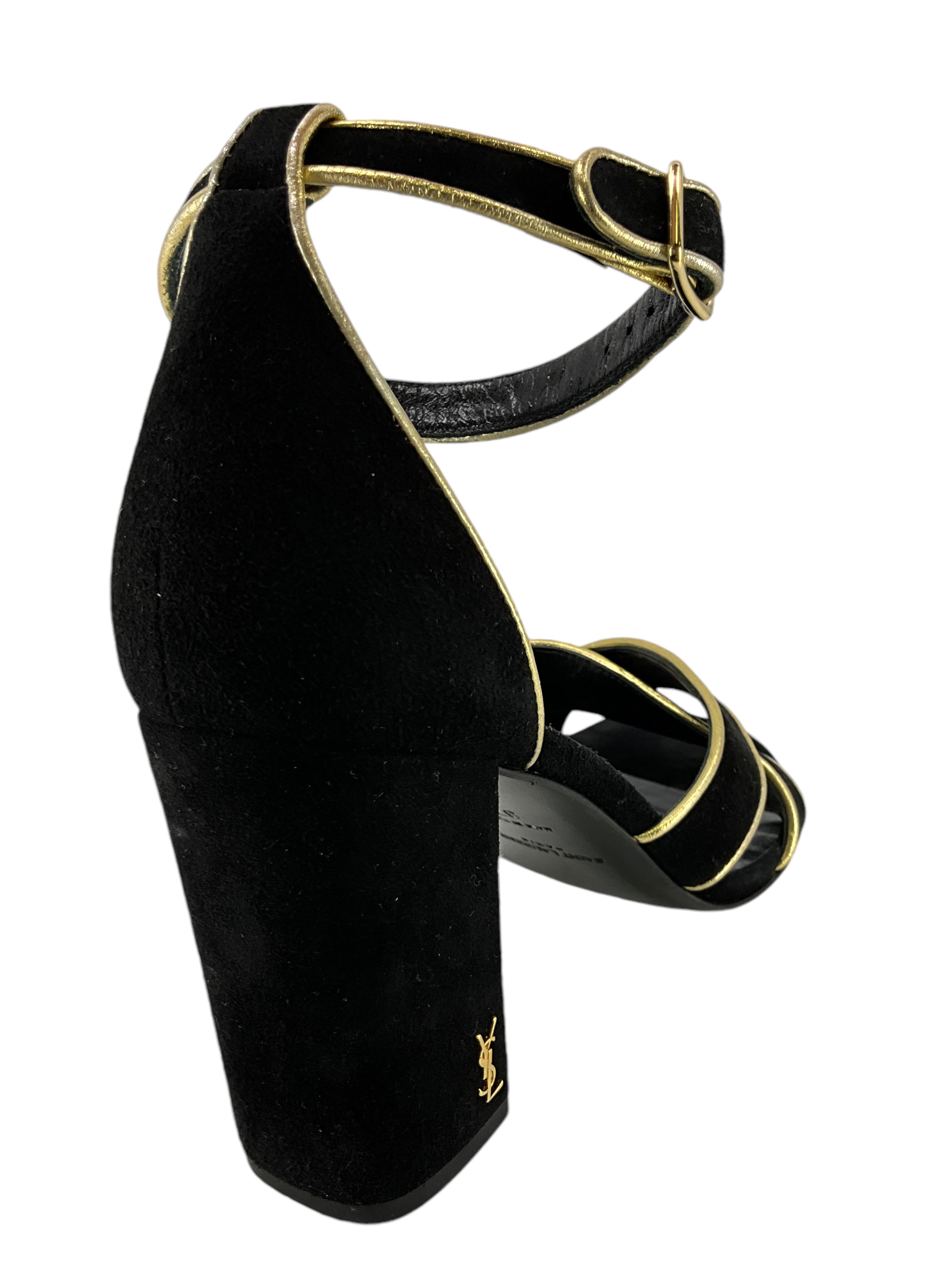 Saint Laurent Babies Suede Ankle Strap Sandals Size 7 - Luxury Toddler Shoes for Special Occasions & Photo Shoots