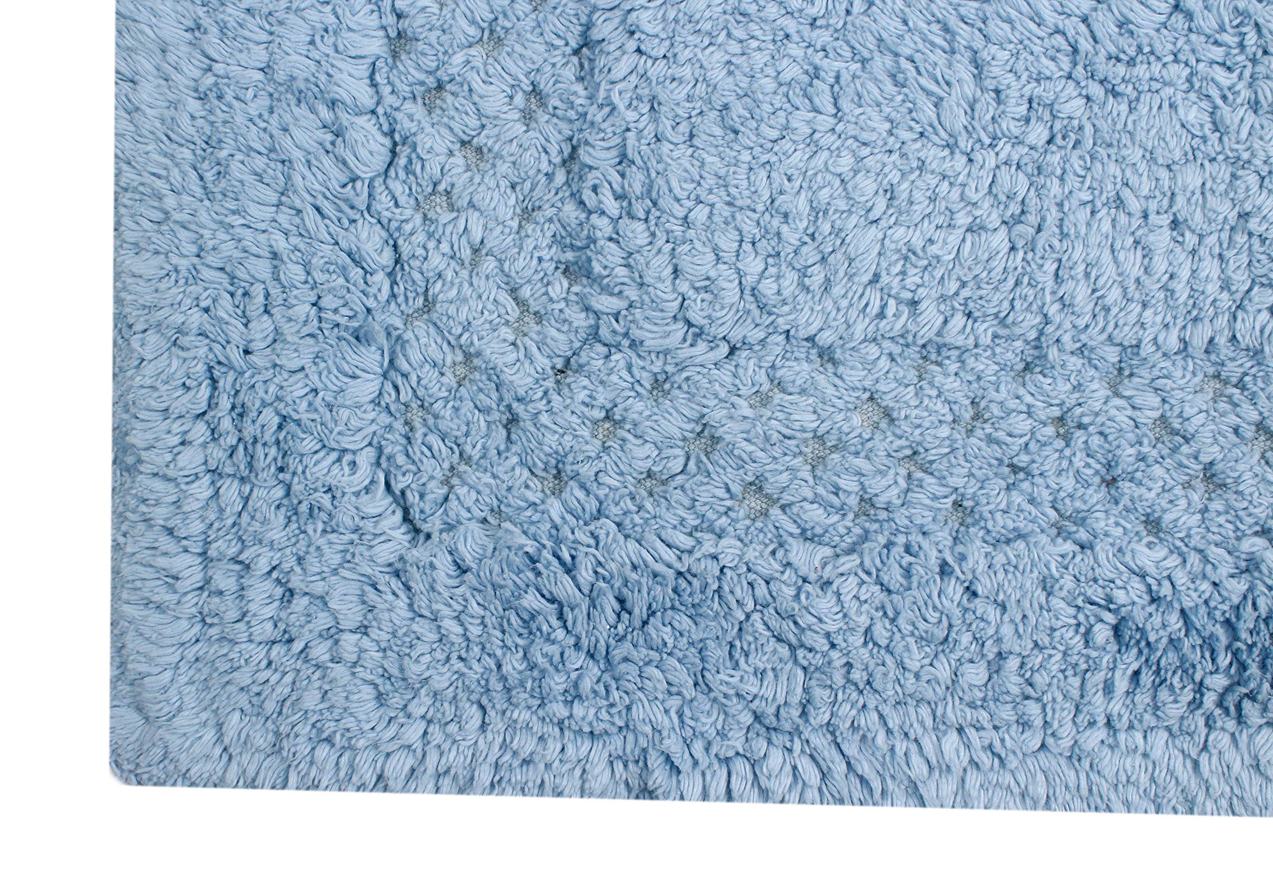 Premium 100% Cotton Bathroom Rugs Set - 5 Piece Non-Slip Bath Mat with Contour | Ultra Soft, Absorbent & Washable Bathroom Floor Mats | Perfect for Bathroom, Kitchen & Shower Use (Blue)