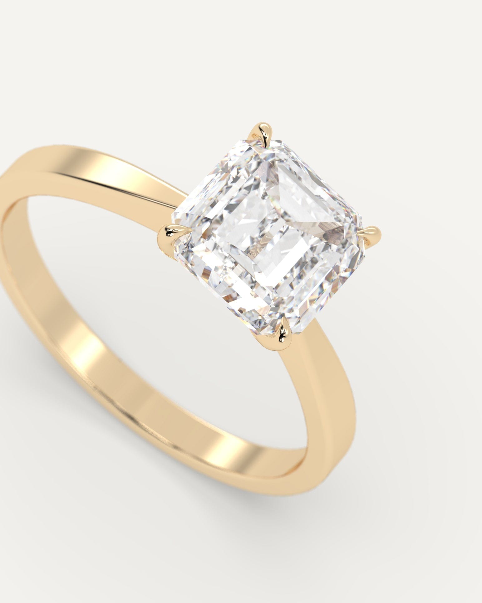 2 Carat Asscher Cut Diamond Ring – Elegant Solitaire Engagement Ring for Women, Perfect for Proposals, Weddings & Anniversaries | Durable 14K White Gold Setting
