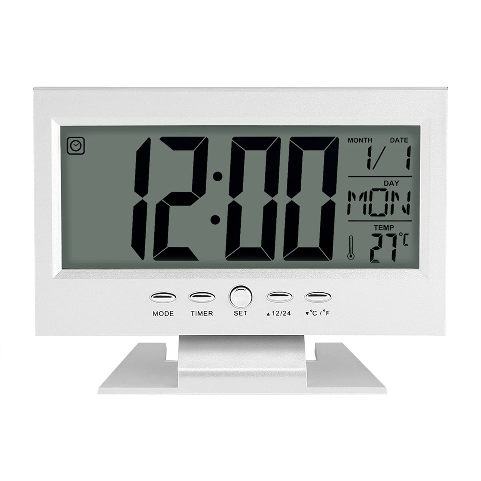 Silver Support Bracket Clock - Electric Wall Clock with Sound Sensor for Home, Office, Villa & Desk - Perfect for Bedrooms, Living Rooms & Workspaces