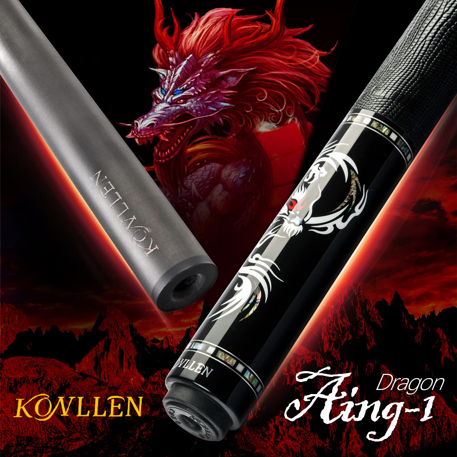 KONLLEN Carbon Fiber Pool Cue Stick – Professional Low Deflection Billiard Cue with Hand-Made Inlay, Ultra-Smooth Design for Precision Shots | Perfect for Tournaments, League Play & Home Pool Tables