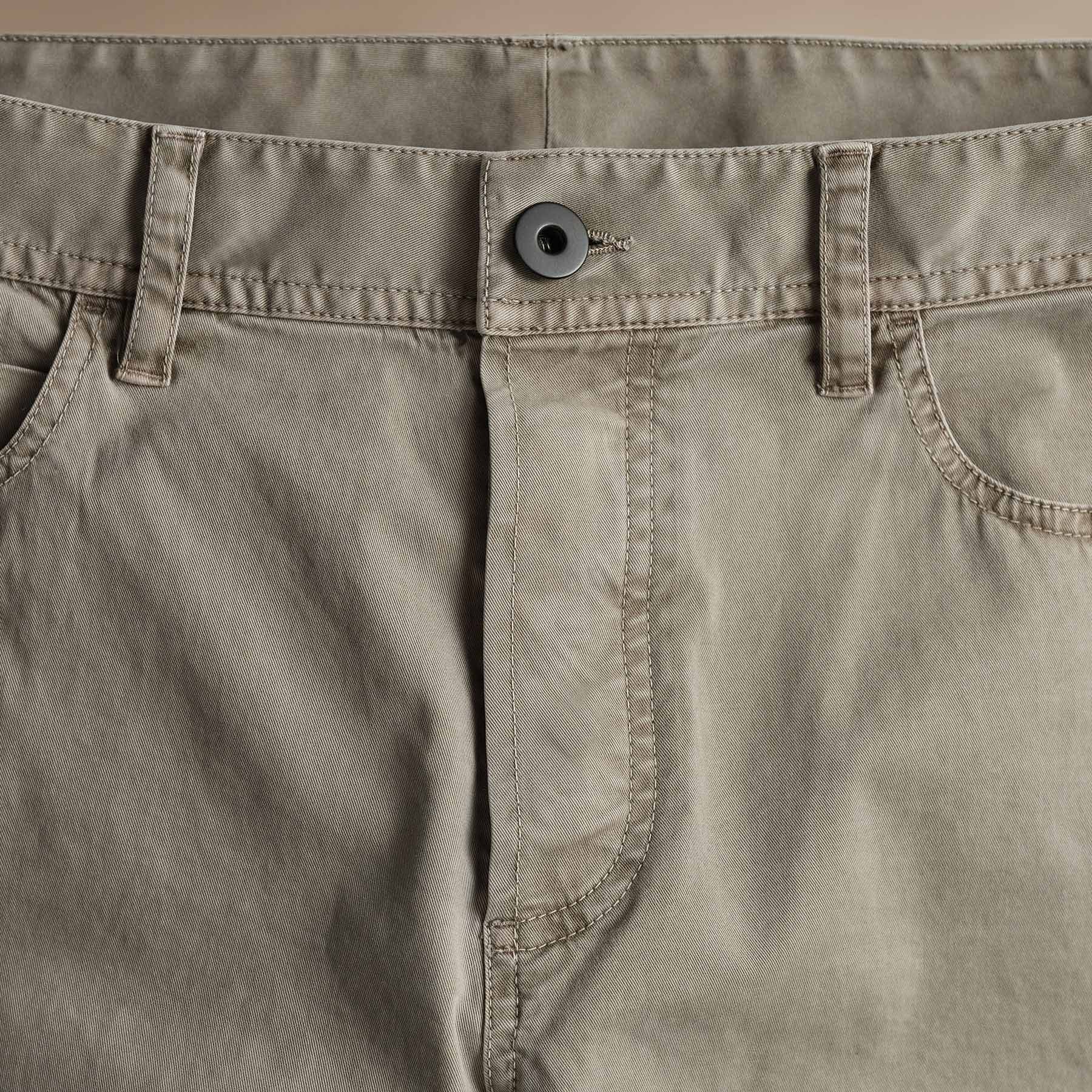 Men's Brushed Twill 5-Pocket Relaxed Fit Pants - Light Tan Pigment Wash | Comfortable Casual Wear for Work & Weekend Outings