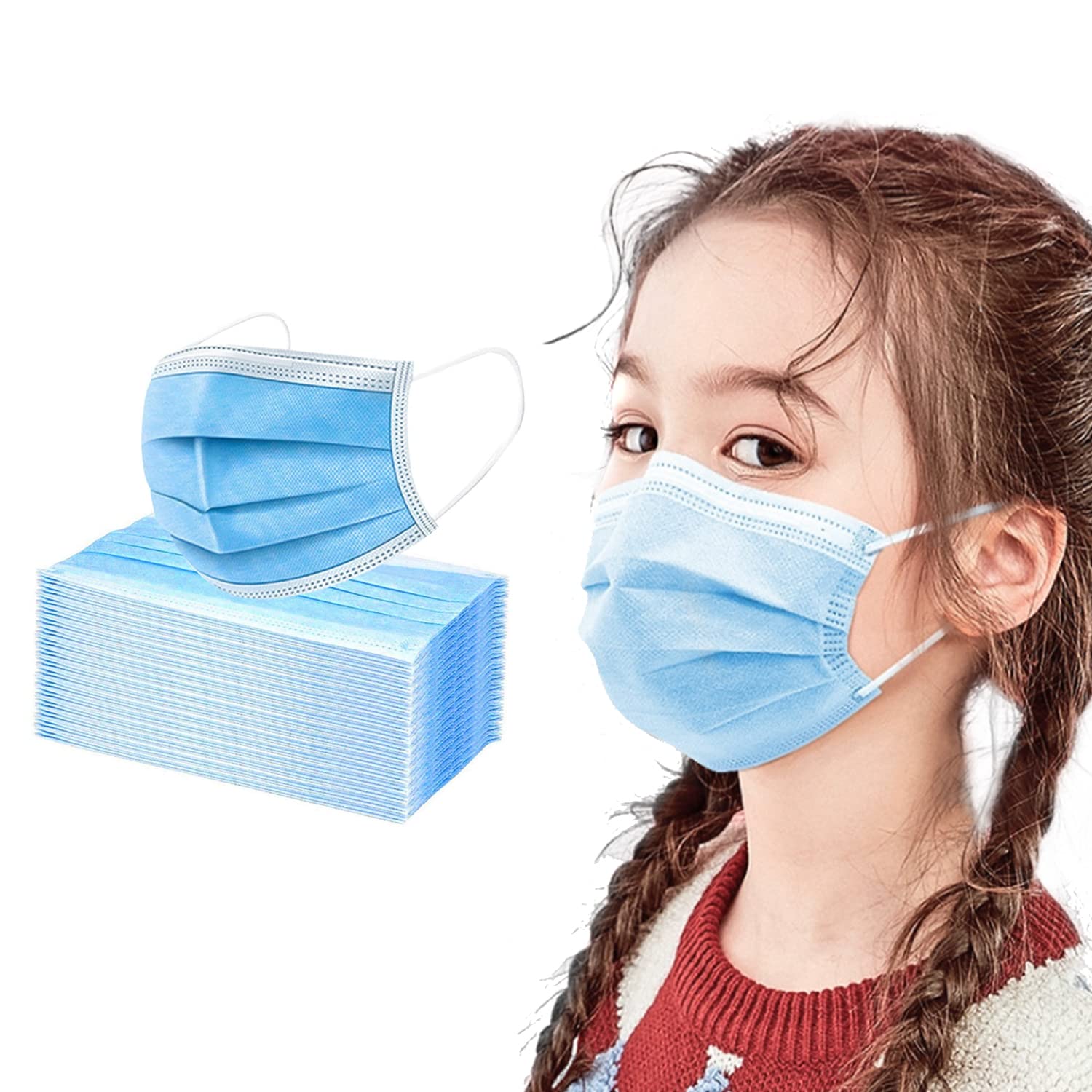 50/100Pcs Kids Disposable 3-Ply Face Masks with Nanofiber Filter - Breathable Safety Masks for Children Ages 4-12 - Ideal for School, Travel, and Outdoor Activities