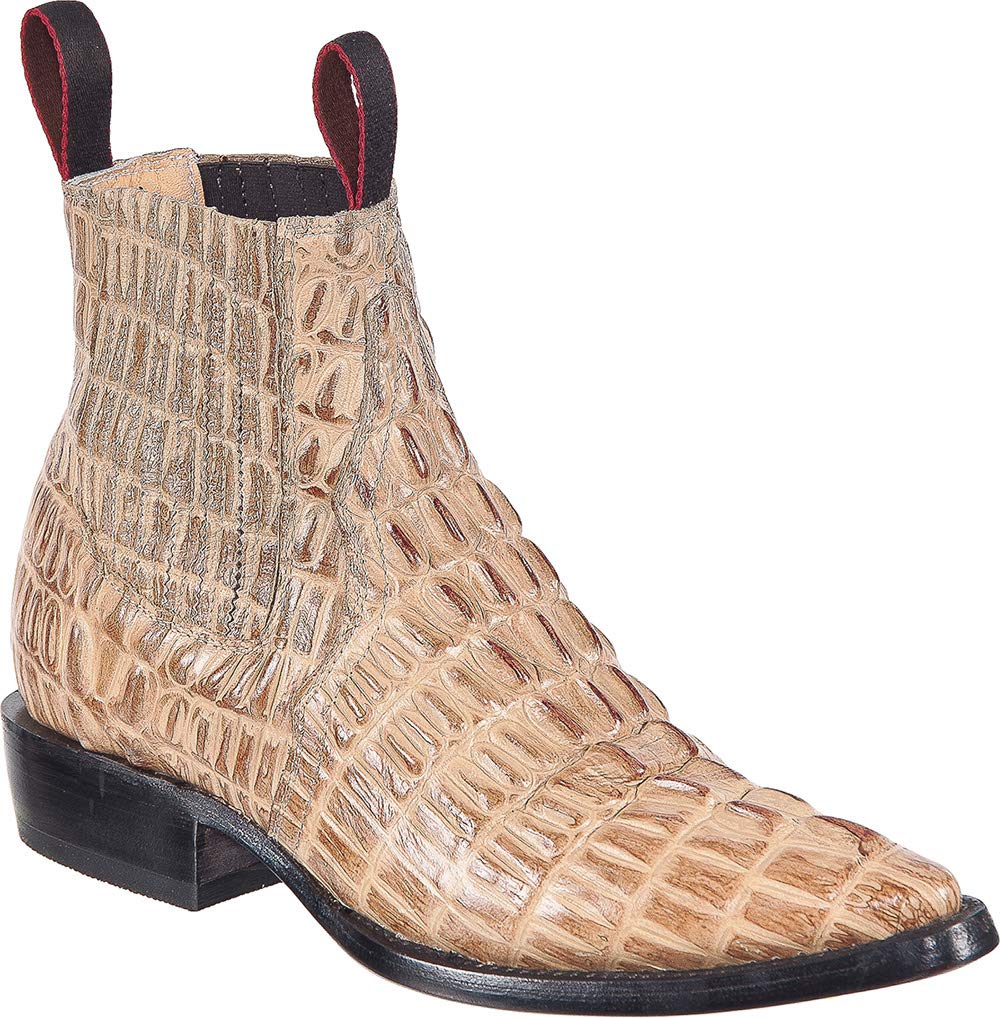 Authentic Men's Leather Cowboy Boots - Crocodile & Alligator Print Western Ankle Boots with J-Toe | Perfect for Country Dancing, Rodeos & Western Fashion