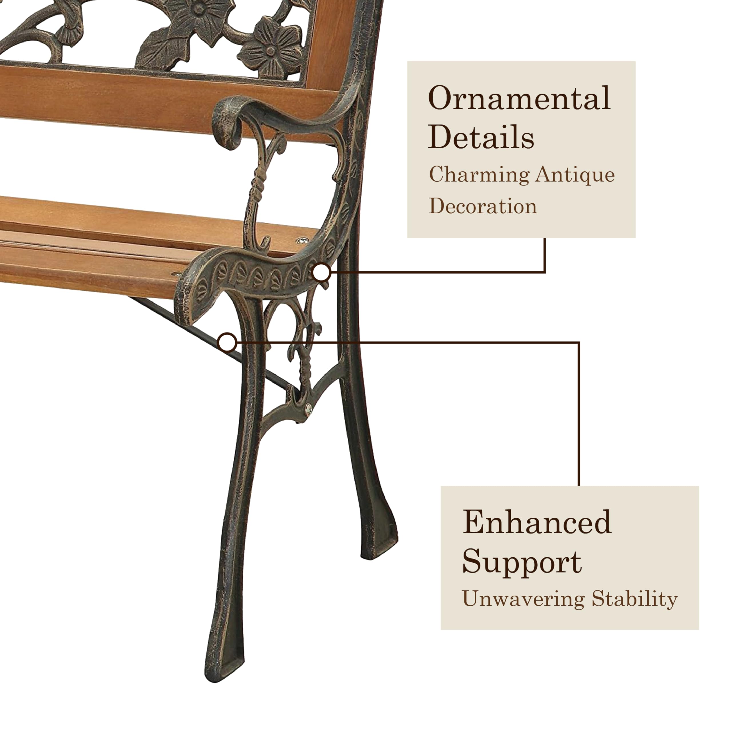 Dolce Outdoor Bench by Furniture of America - Weather-Resistant Black Patio Bench for Garden, Porch & Backyard Seating