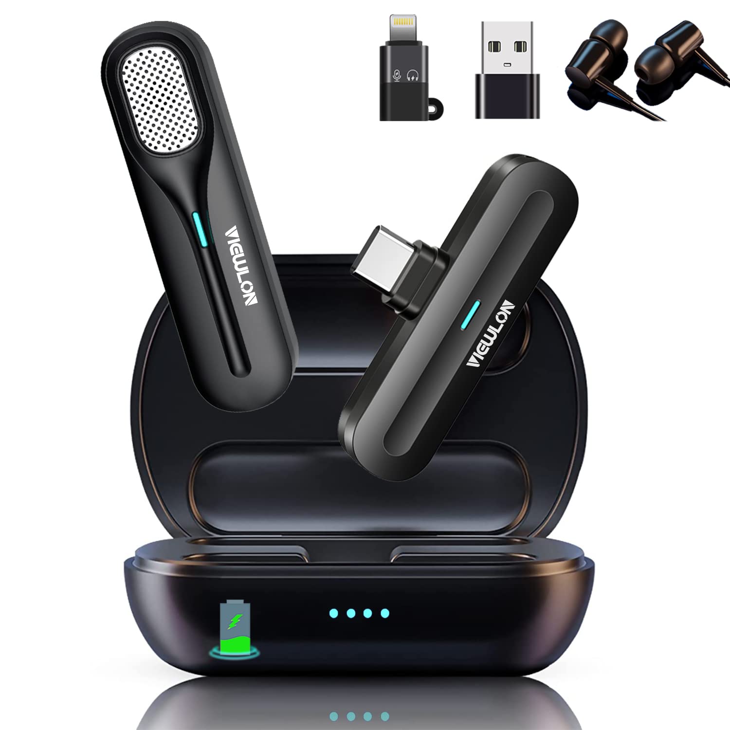 Wireless Microphone for iPhone Android PC - Mini Plug & Play Lavalier Lapel Mic with Charging Case - Perfect for Video Recording, Live Streaming, Vlogging, Interviews & Podcasting
