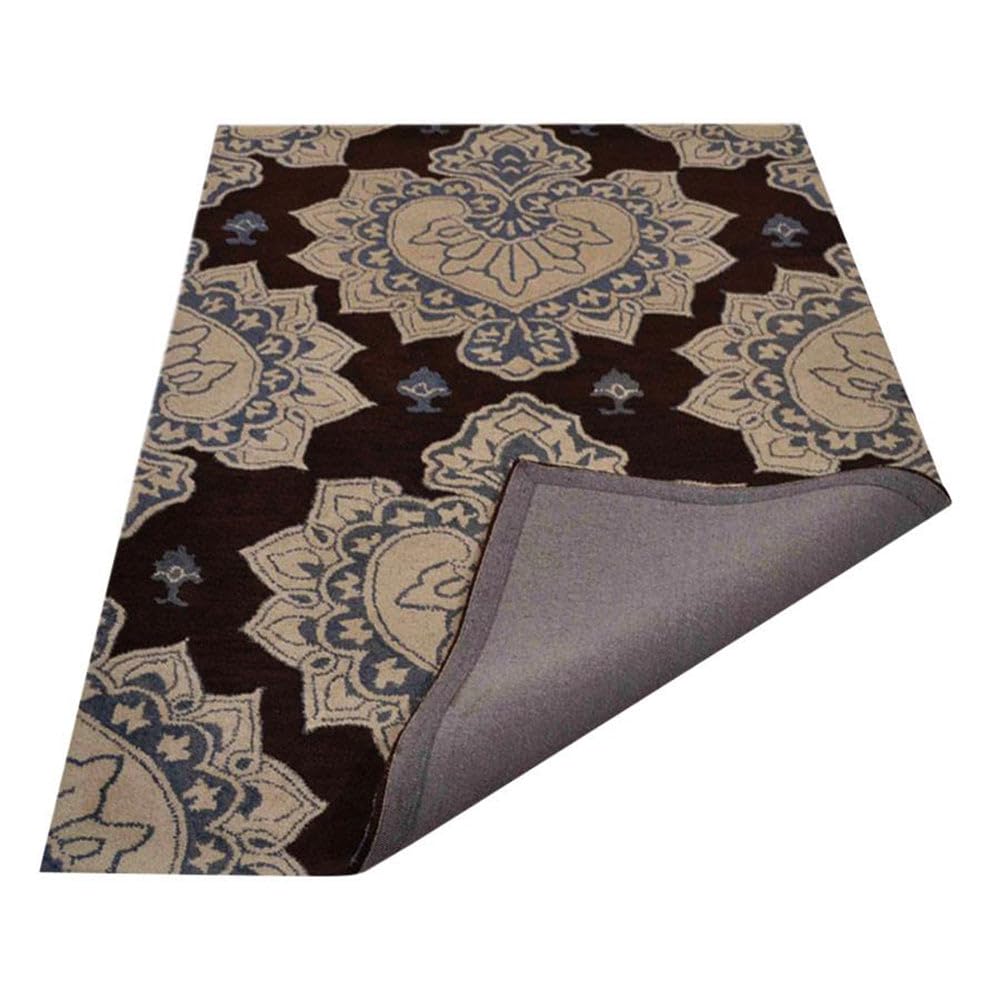 Hand Tufted Wool Eco-Friendly Area Rugs 5'x8' Rectangle - Cream & Brown Floral Modern Design High Pile Thick Handmade Rug for Living Room, Bedroom, Nursery & Home Office - Soft & Durable Floor Decor (K00507)