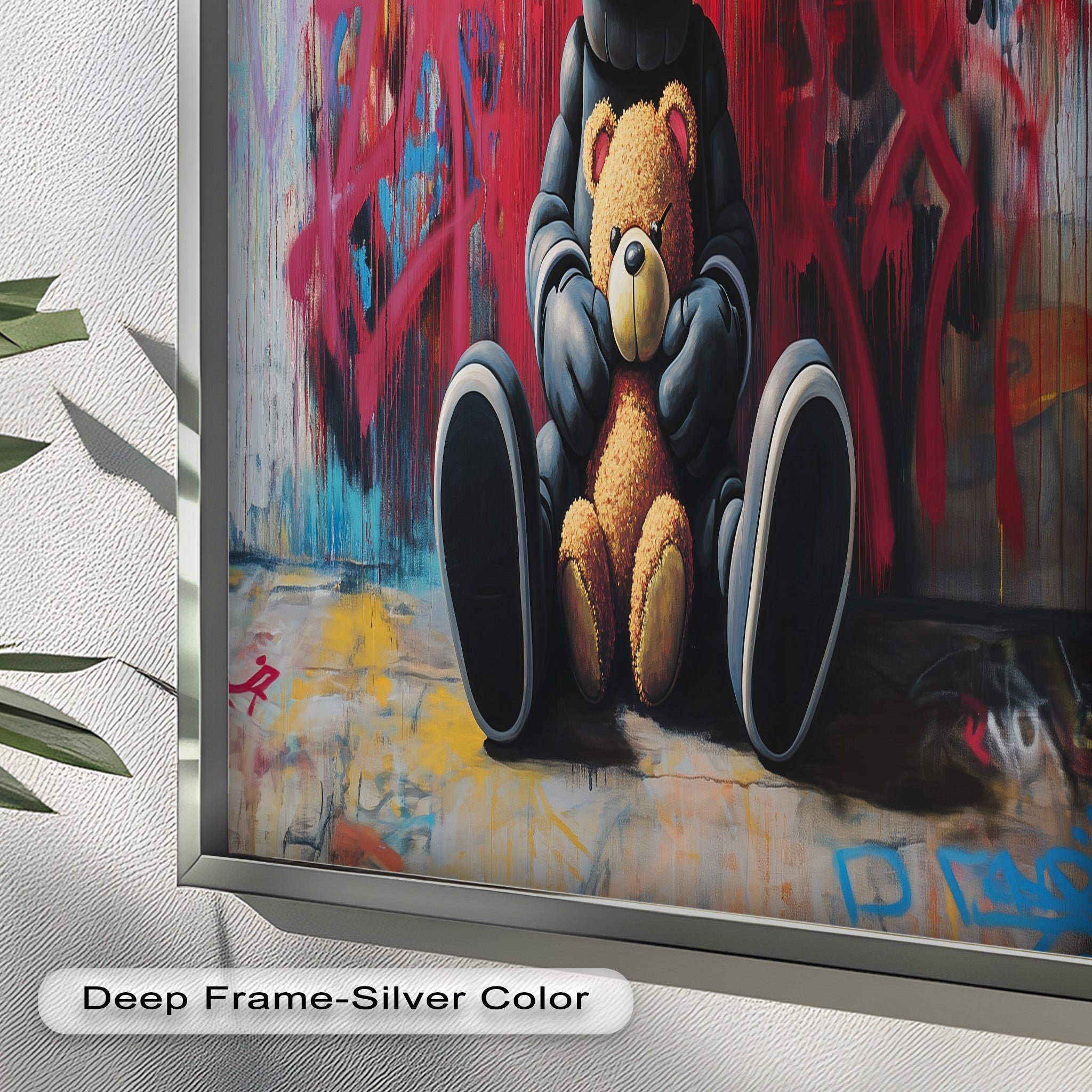 KAWS Oil Painting - Alone with a Bear - Modern Artwork for Home Decor & Gift Ideas