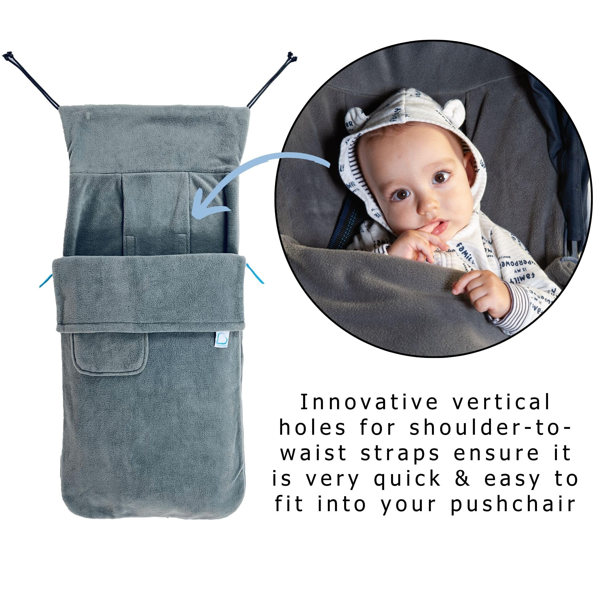Buggysnuggle Universal Baby Stroller Footmuff - 2-in-1 Fleece Bunting Bag & Seat Liner for Infant Car Seat & Pushchair - Keep Baby Warm & Dry in Winter - Perfect for Strolls, Shopping & Outdoor Adventures