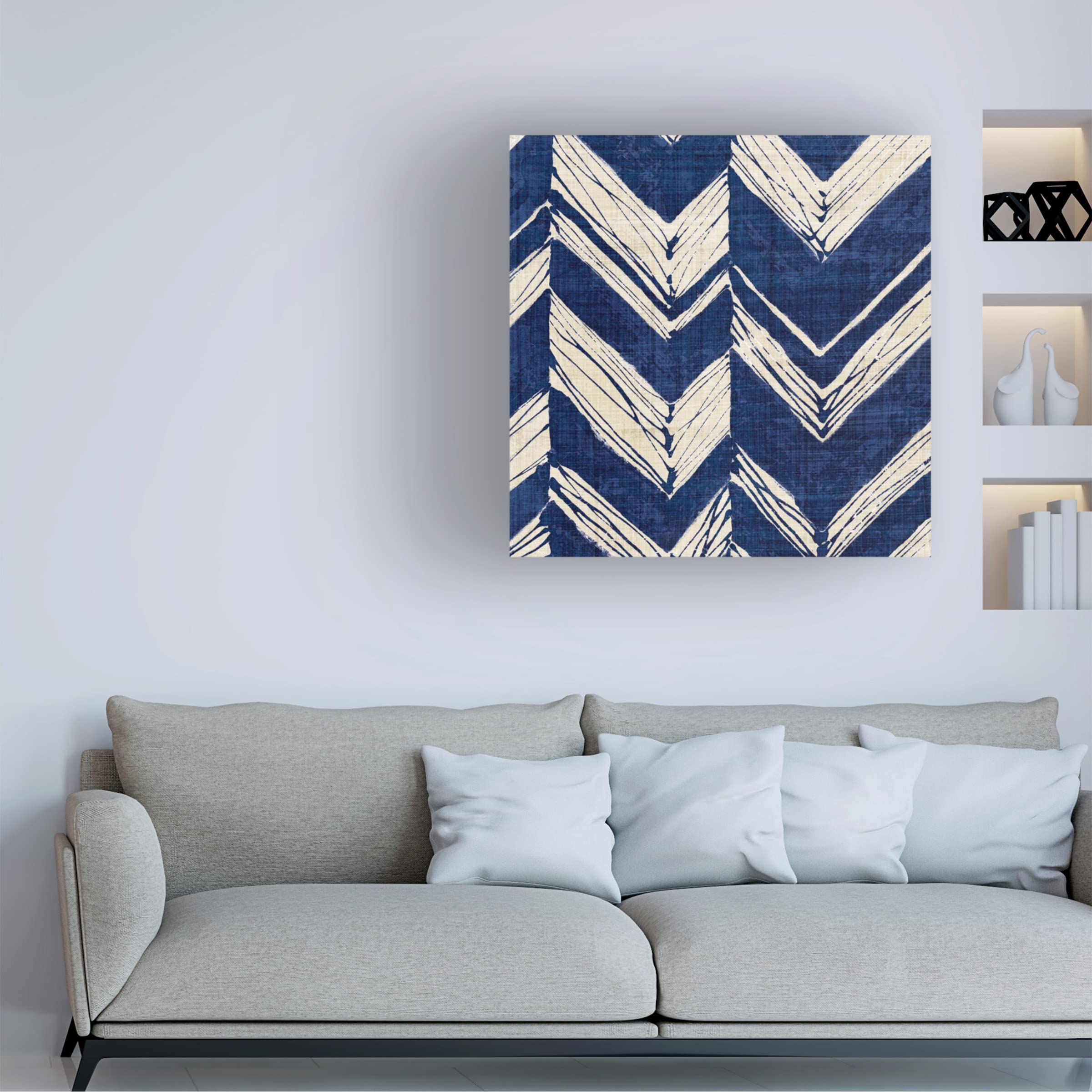 Trademark Fine Art 'Indigo Batik II' Canvas Wall Art Print by Wild Apple Portfolio - Modern Home Decor for Living Room, Bedroom & Office