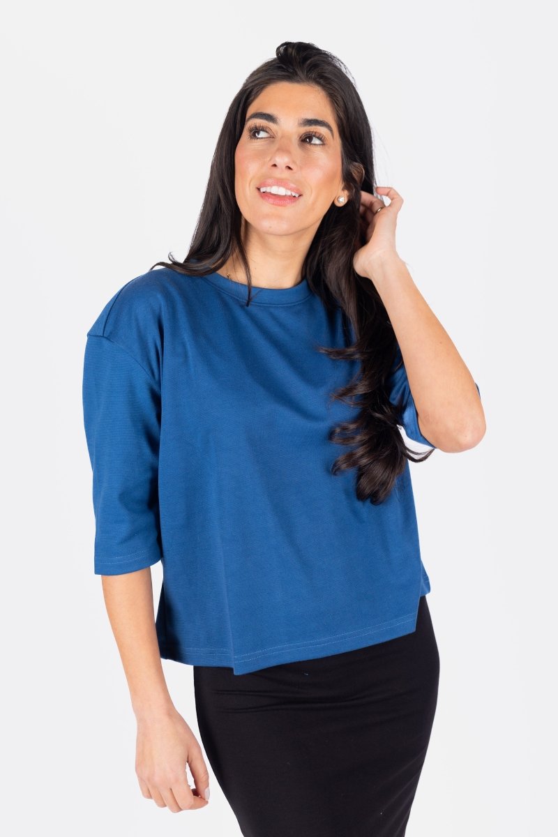 REMI TEE PLAIN (BLUE) - Soft Cotton Crewneck T-Shirt for Men & Women - Casual Everyday Wear, Gym, and Outfits
