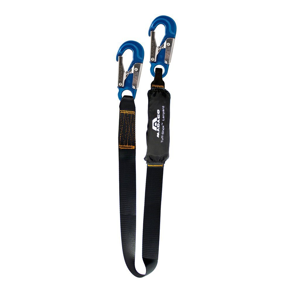 Madaco 6FT Heavy Duty Industrial Safety Lanyard with Snap Hook - ANSI OSHA L-613-02B-AL Certified Fall Protection for Roof Construction | Shock Absorbing Pack for Construction Workers & Roofers