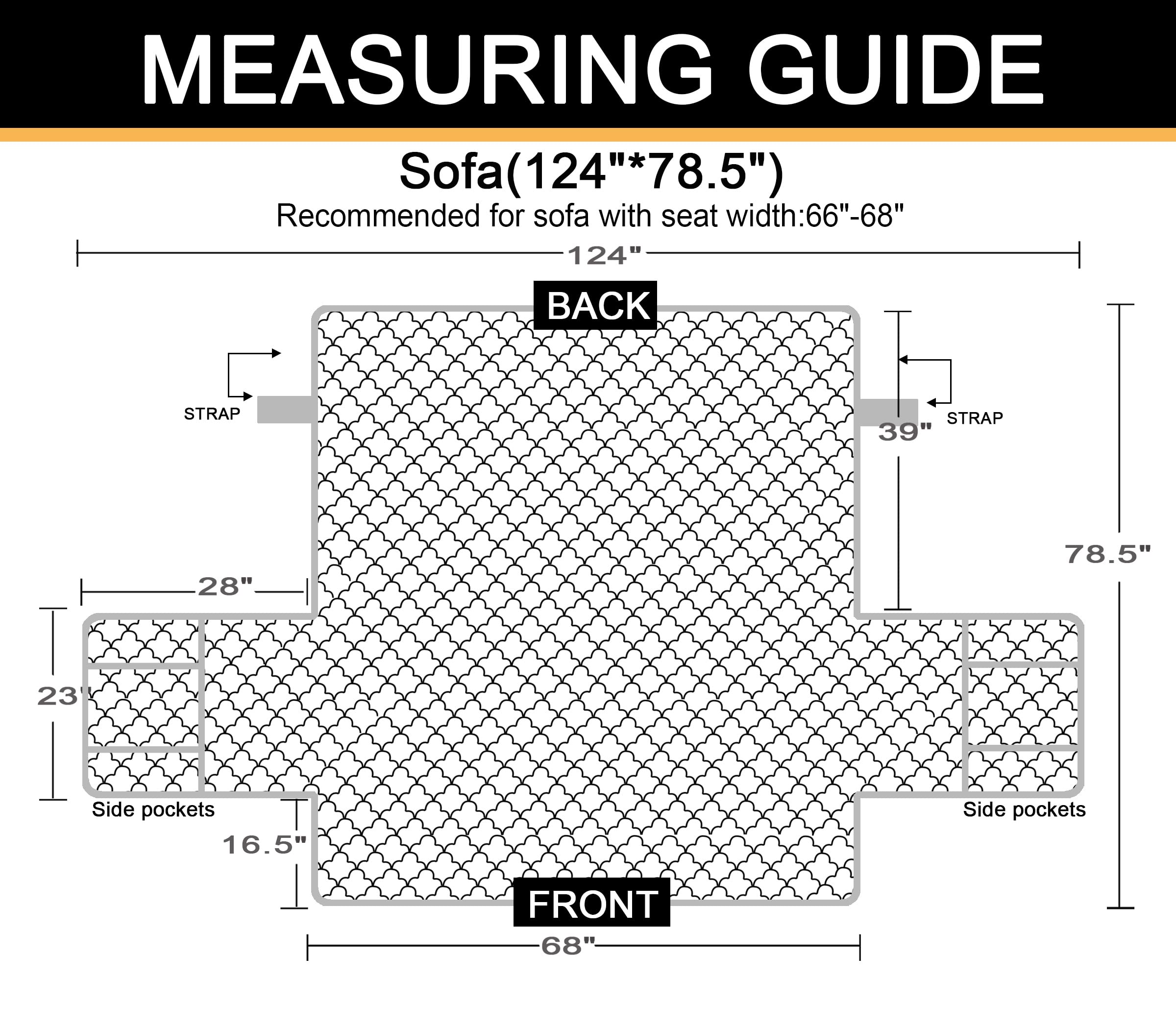 Waterproof Quilted Sofa Cover for Dogs with Side Pockets - Dark Grey Furniture Protector Slipcover (68
