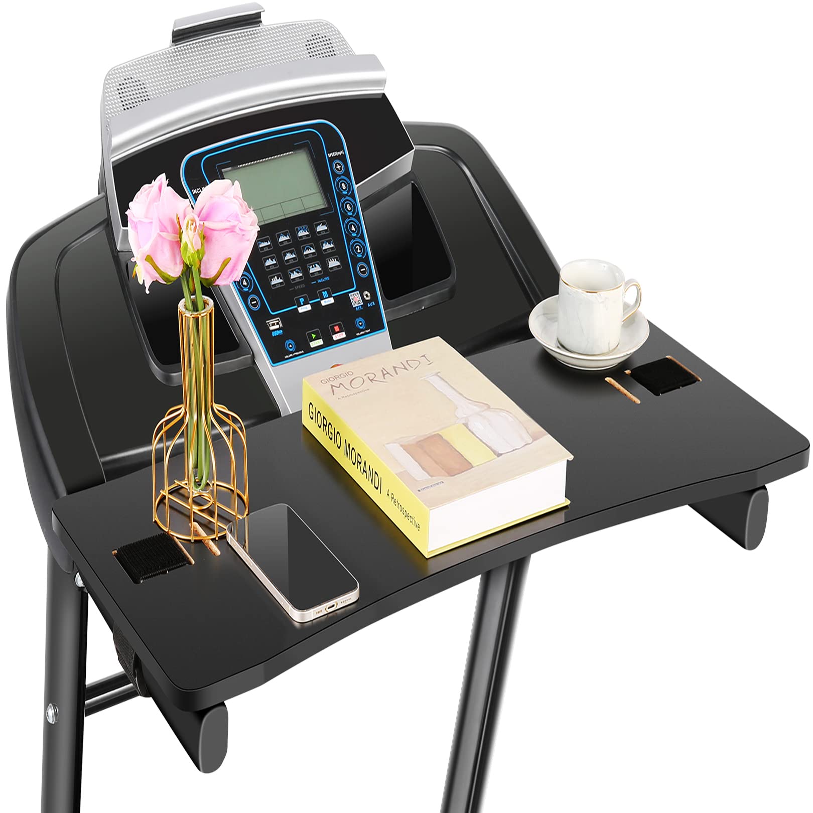 Universal Treadmill Desk Attachment - Ergonomic Laptop Tray for Notebooks, Tablets & Laptops | Fits Most Running Machines with Handrails | Perfect for Work from Home, Office Workouts & Multitasking