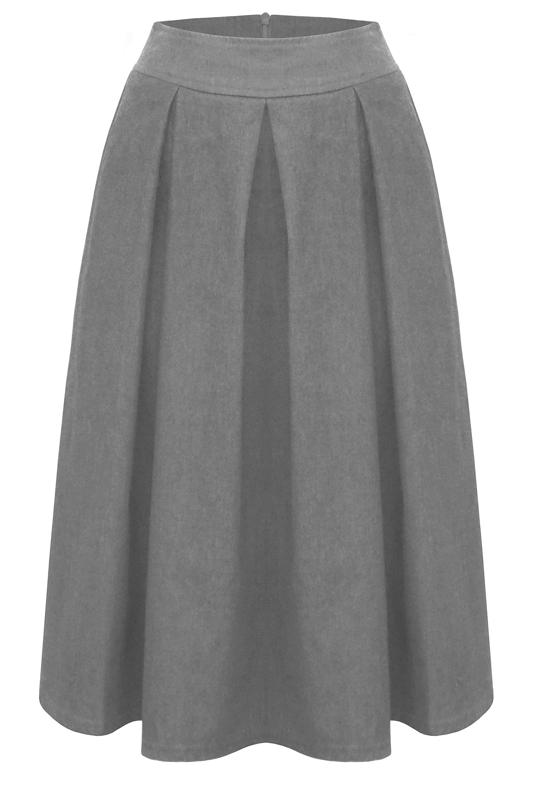 Baby'O Women's Retro Pleated Ultrasoft Lightweight Denim Skirt - Vintage Style High Waist A-Line Skirt for Casual Outfits, Date Nights & Summer Fashion
