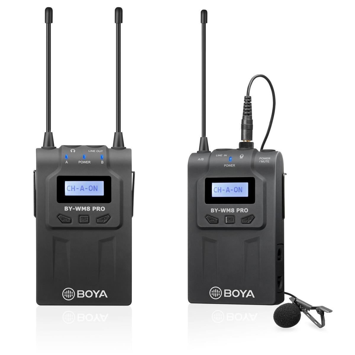 BOYA by WM8 Pro K1 UHF Dual Channel Wireless Microphone System with 1 Receiver & 1 Transmitter - Professional Audio for Live Streaming, Interviews & Events