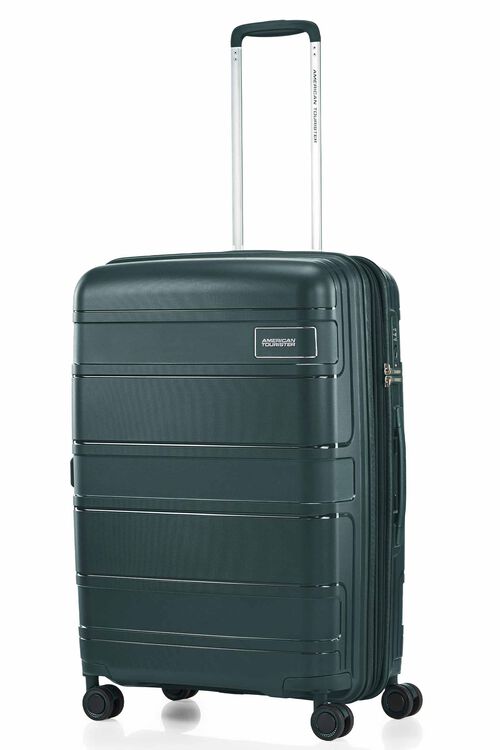 American Tourister Light Max 69cm Medium Spinner Suitcase - 28-Inch Expandable Luggage with 4 Wheels, Varsity Green - Perfect for Travel, Business Trips & Weekend Getaways